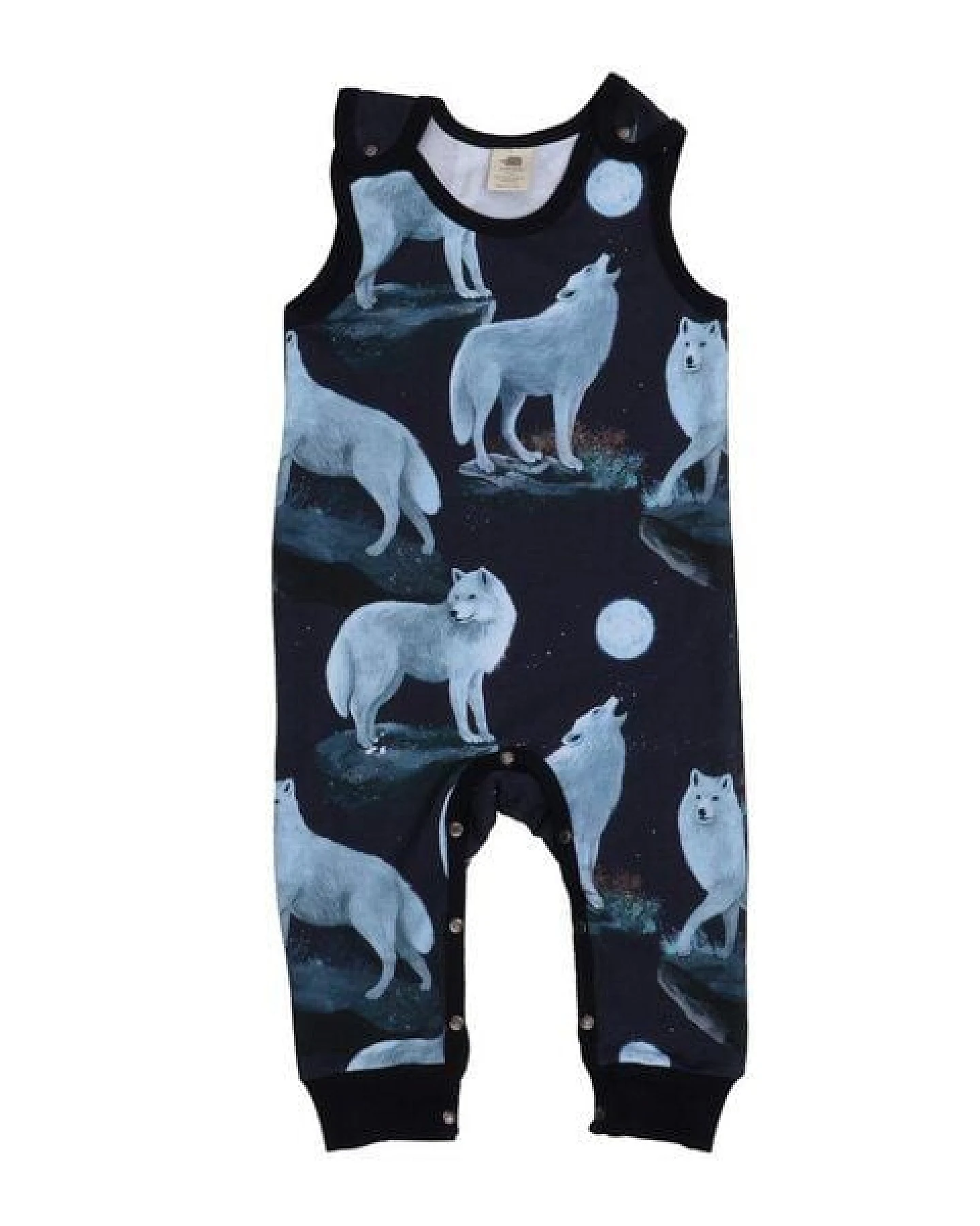 Baby Strampler „Singing Wolves“ aus Bio-Baumwolle in Dunkelblau – GOTS-zertifiziert, Walkiddy – Ansicht 2