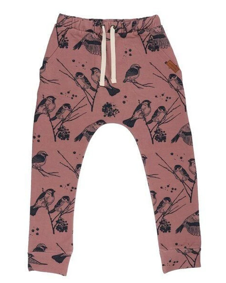 Jogginghose Kinder Rosa „Sparrow Friends“ aus GOTS-zertifizierter Bio-Baumwolle – Walkiddy