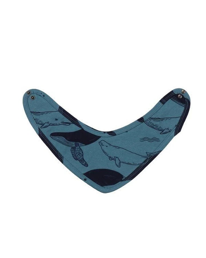 Dreieckstuch Walkiddy Bio-Baumwolle Whale Friends Dunkelblau GOTS-zertifiziert, nachhaltiges Accessoire für Babys & Kinder, allergikerfreundlich, umweltfreundlich.
