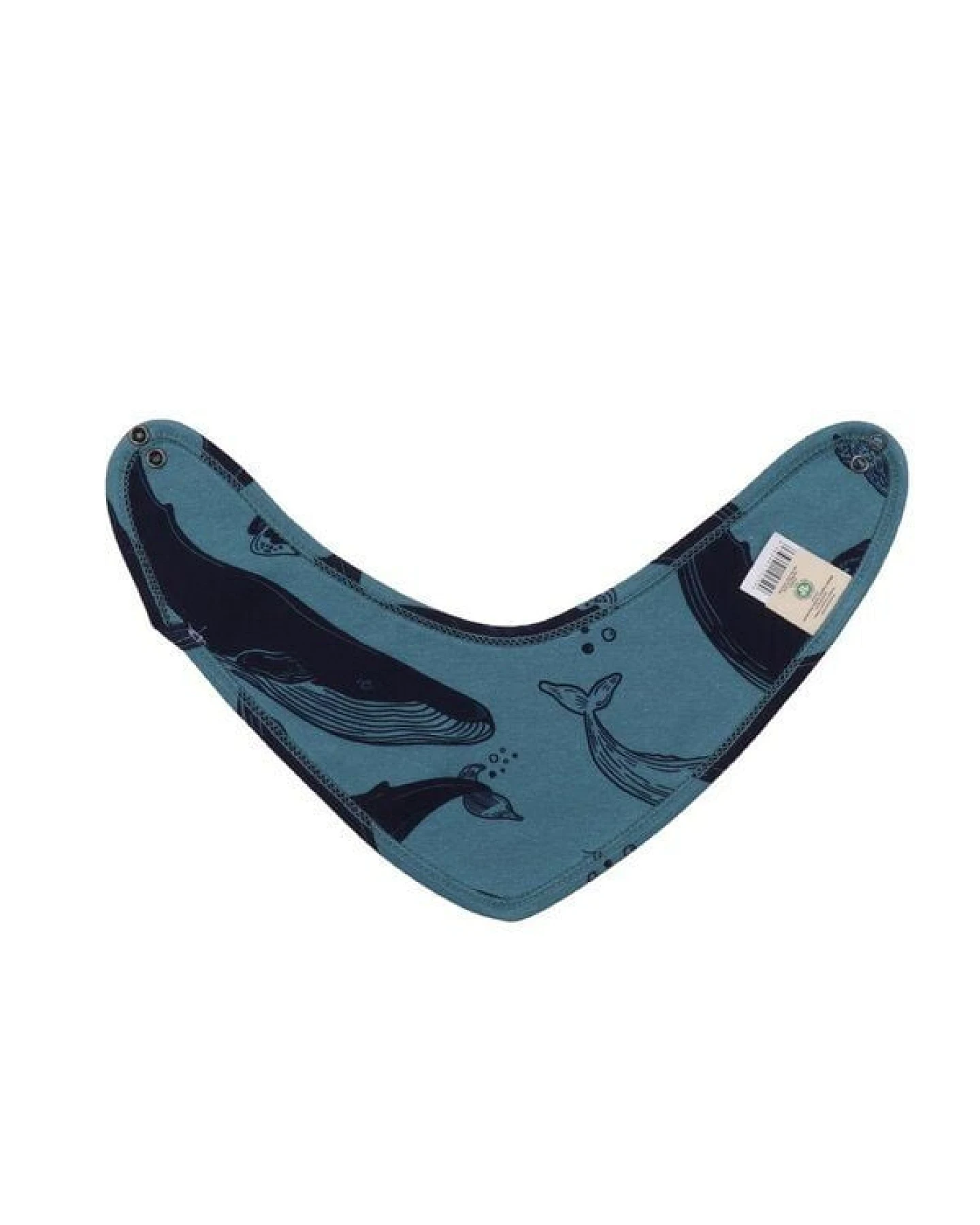 Dreieckstuch Walkiddy Bio-Baumwolle Whale Friends Dunkelblau GOTS-zertifiziert, nachhaltiges Accessoire für Babys & Kinder, allergikerfreundlich, umweltfreundlich. – Ansicht 3