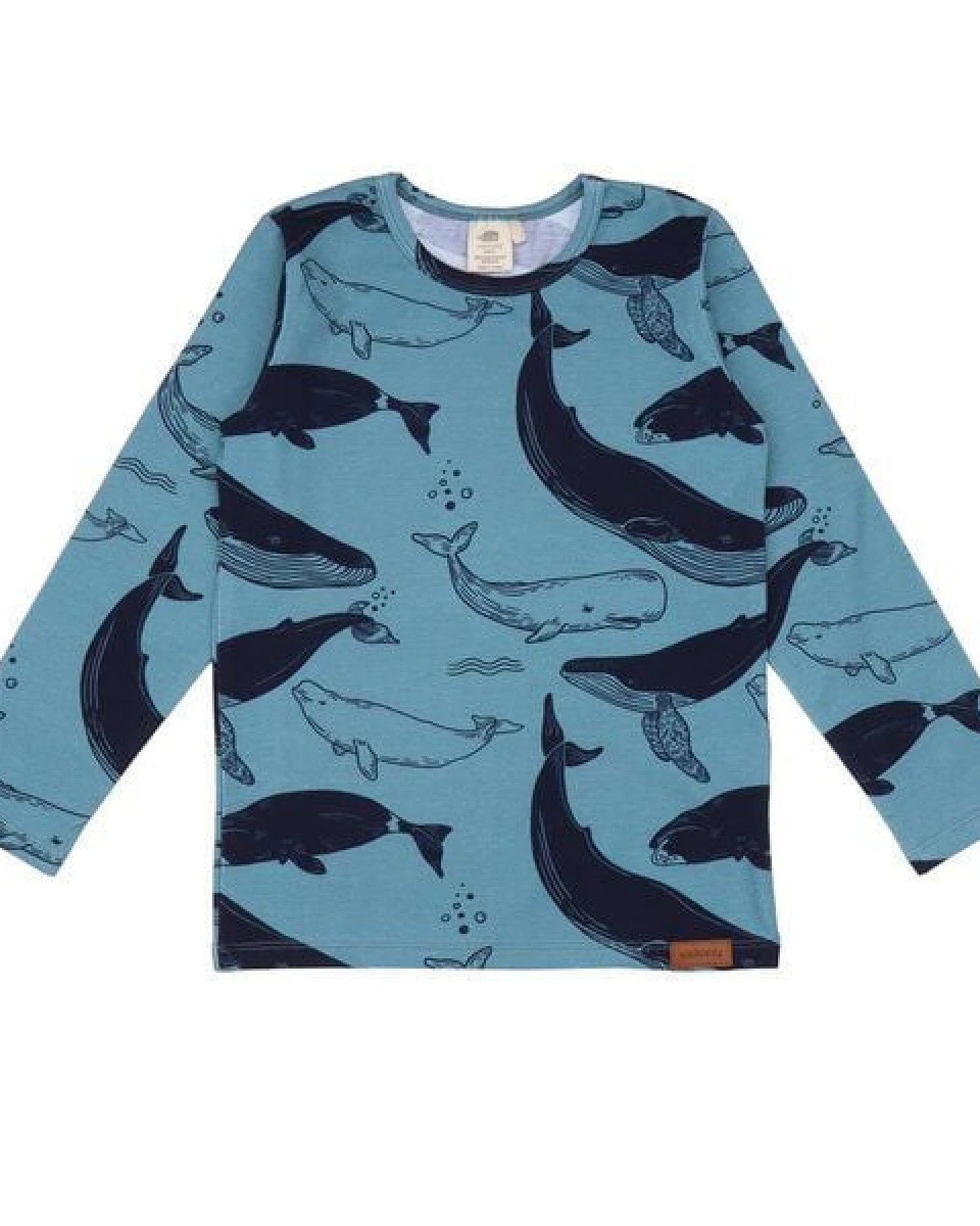 Baby Langarmshirt GOTS zertifiziert Bio-Baumwolle, Dunkelblau, Wal-Muster, Walkiddy – Ansicht 2