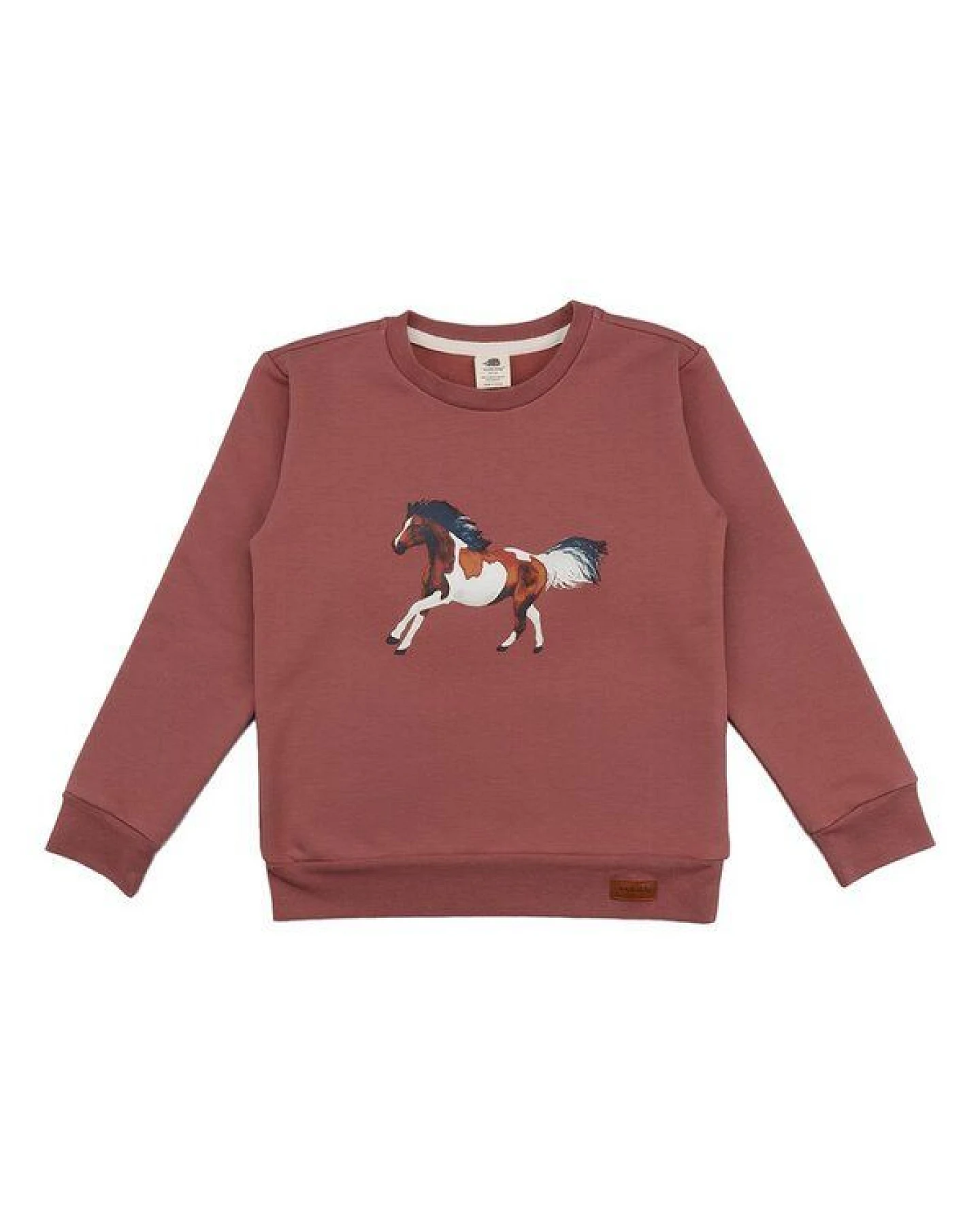 Baby Sweatshirt GOTS zertifiziert – 95% Bio-Baumwolle, Altrosa mit Pferde-Motiv, weich & bequem – Ansicht 2