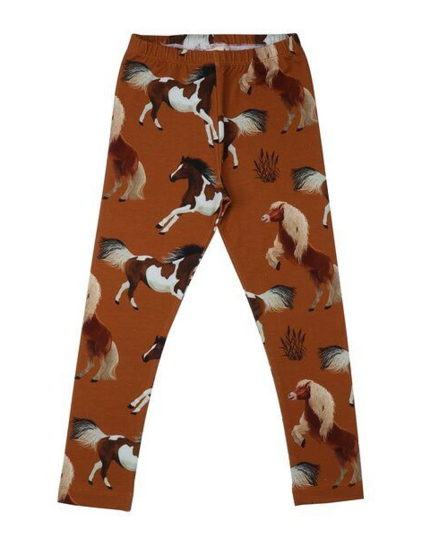 Leggings Braun Pferde-Allover Bio-Baumwolle GOTS – Walkiddy – Ansicht 2