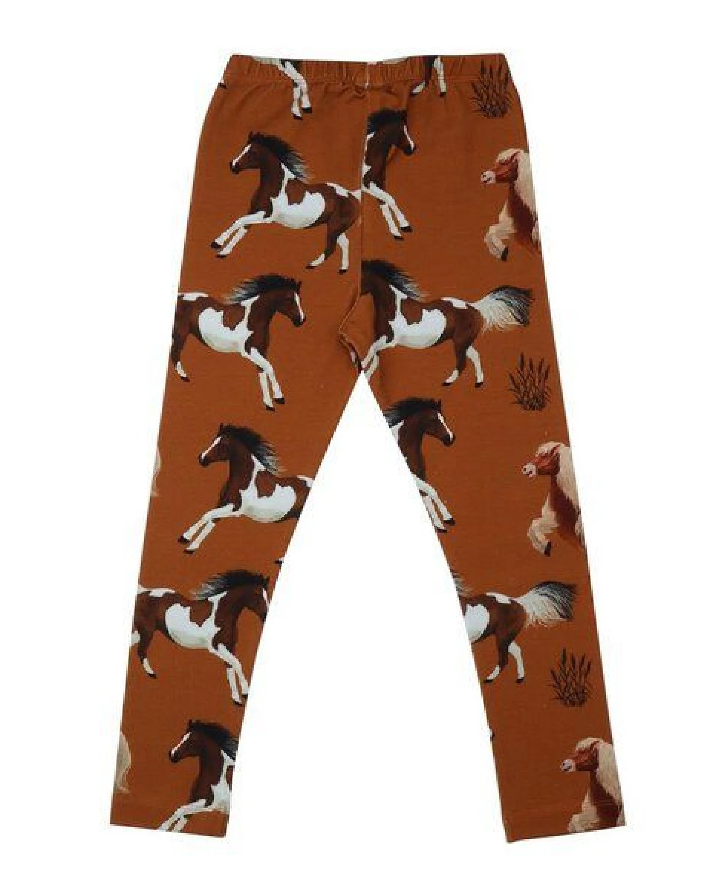 Leggings Braun Pferde-Allover Bio-Baumwolle GOTS – Walkiddy – Ansicht 3