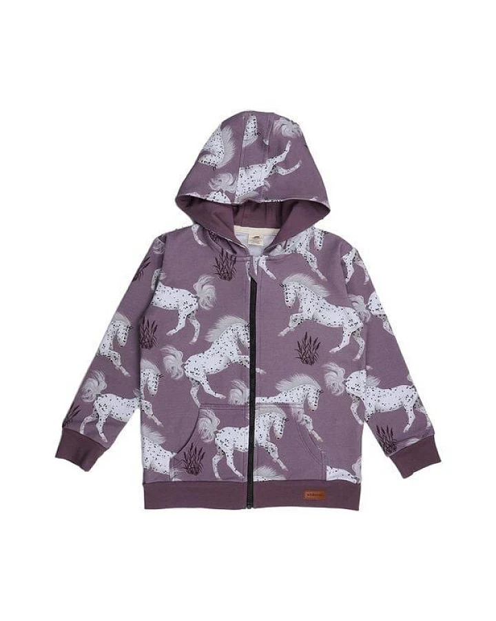 Baby Sweatjacke – Lila mit Pferdemotiven, Kapuze & Reißverschluss, weich & bequem