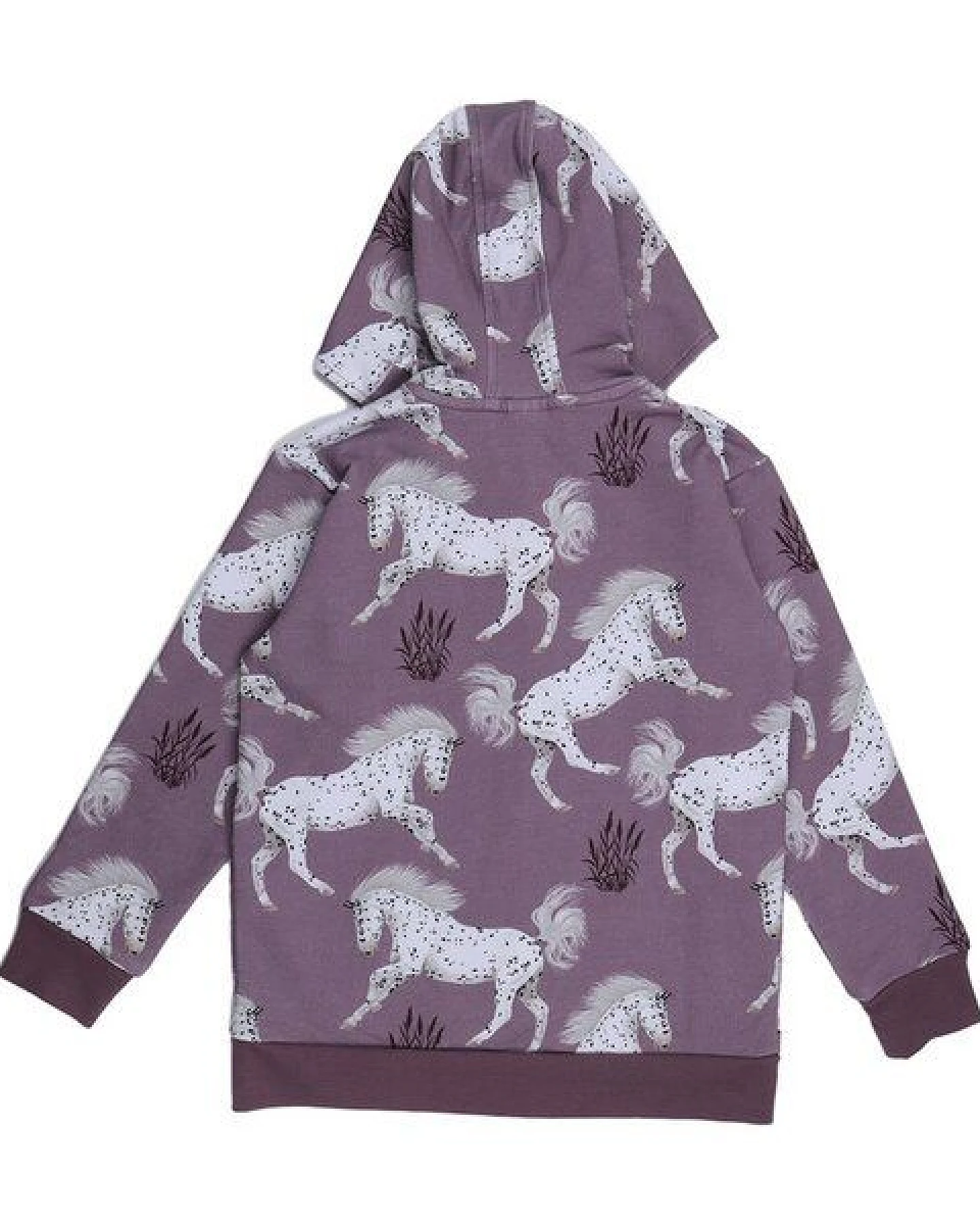 Baby Sweatjacke – Lila mit Pferdemotiven, Kapuze & Reißverschluss, weich & bequem – Ansicht 3