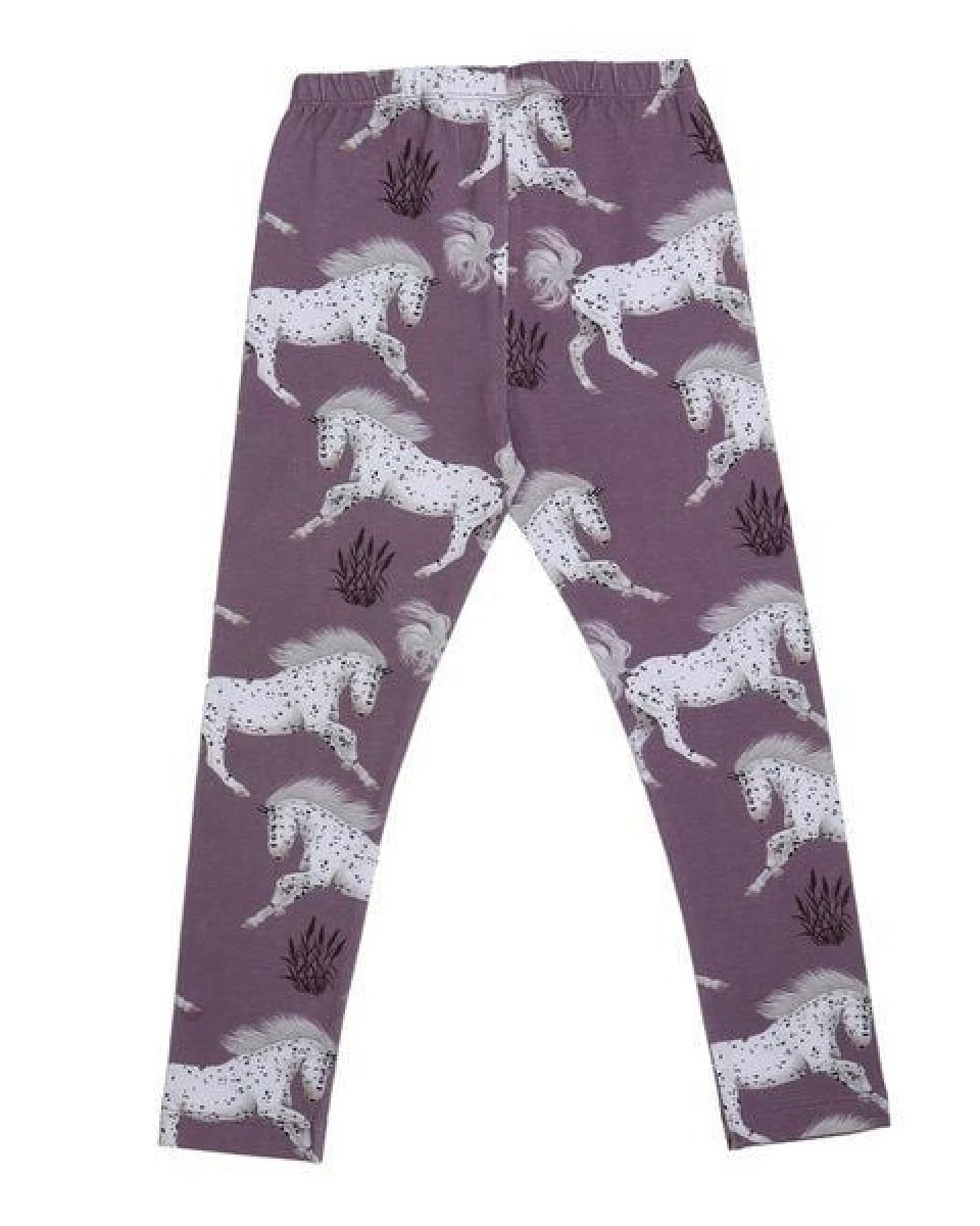 Leggings Lila Pferde-Allover Bio-Baumwolle GOTS – Walkiddy – Ansicht 3