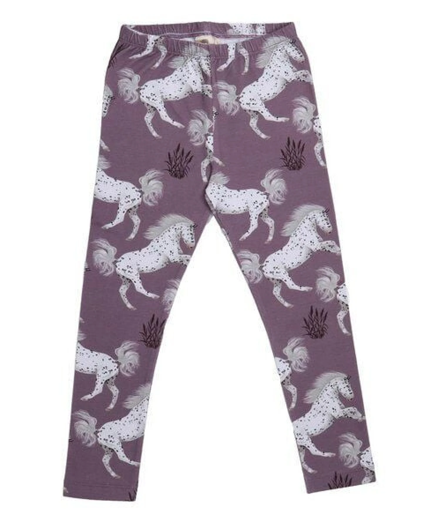 Leggings Lila Pferde-Allover Bio-Baumwolle GOTS – Walkiddy – Ansicht 2