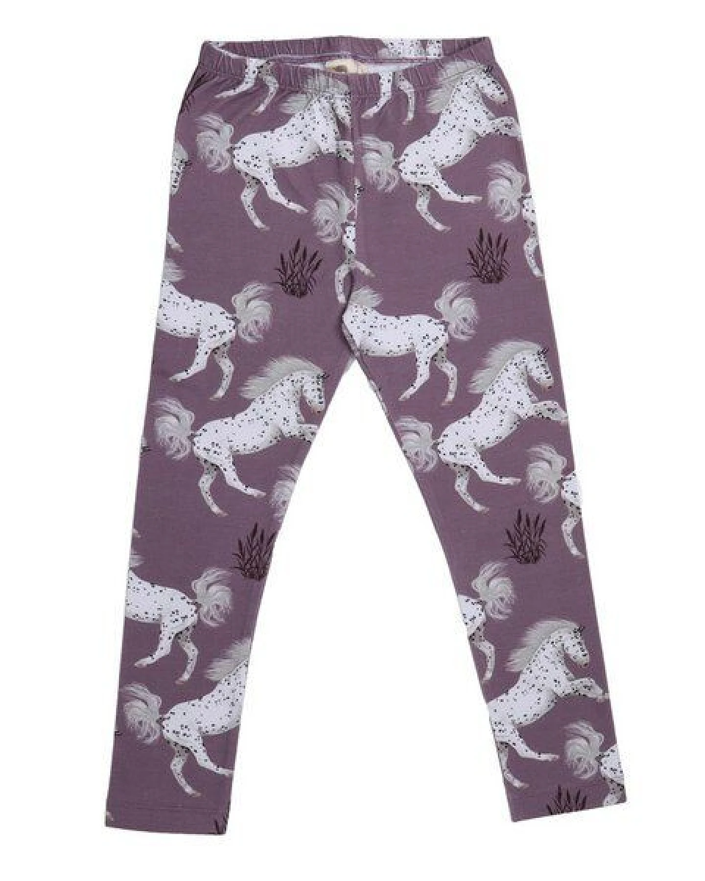 Leggings Lila Pferde-Allover Bio-Baumwolle GOTS – Walkiddy – Ansicht 2