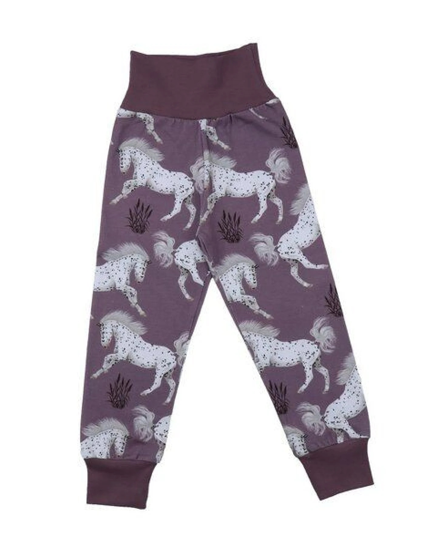 Krabbelhose Lila „Schimmel Horses“ aus GOTS-zertifizierter Bio-Baumwolle – Walkiddy – Ansicht 2