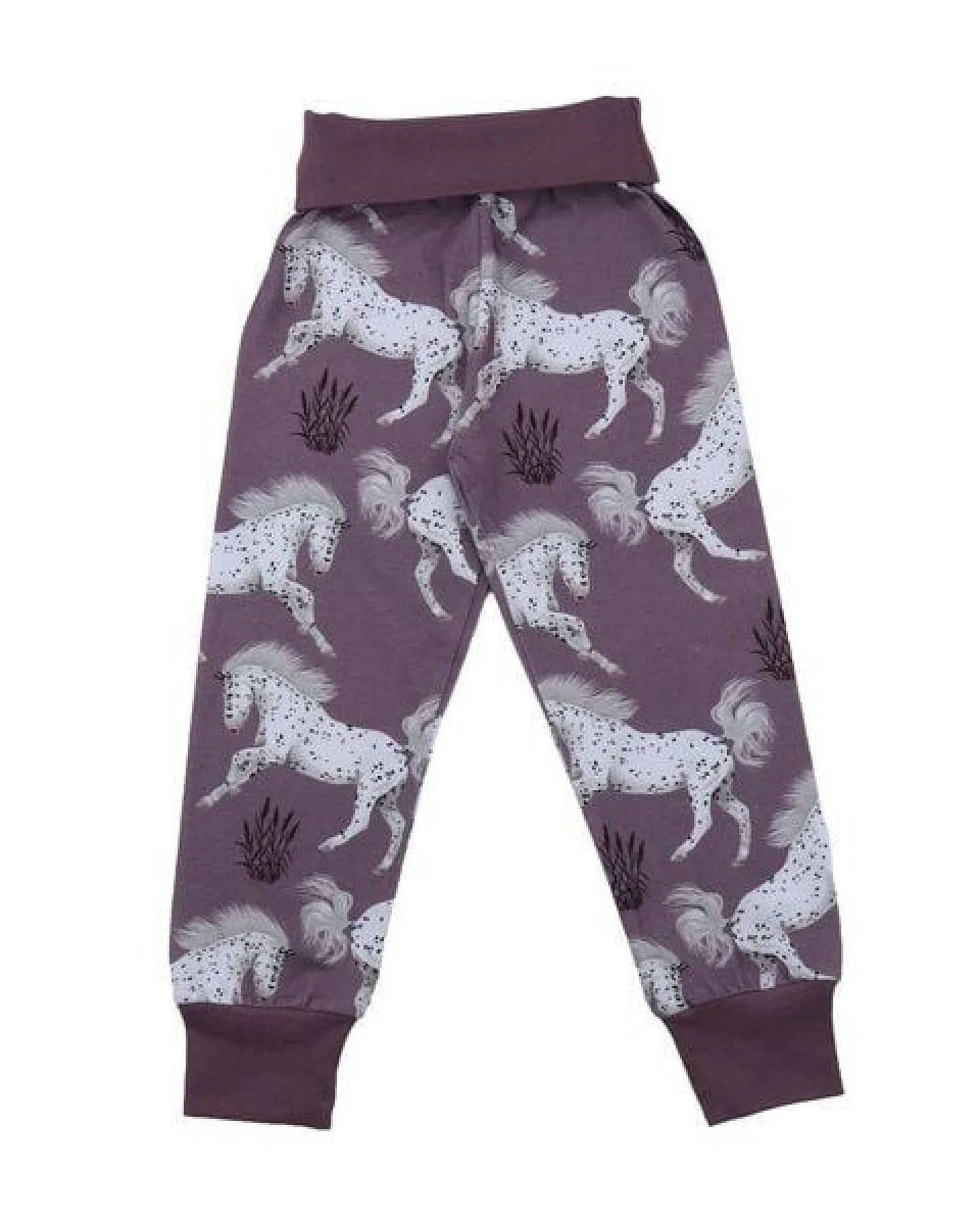 Krabbelhose Lila „Schimmel Horses“ aus GOTS-zertifizierter Bio-Baumwolle – Walkiddy – Ansicht 3
