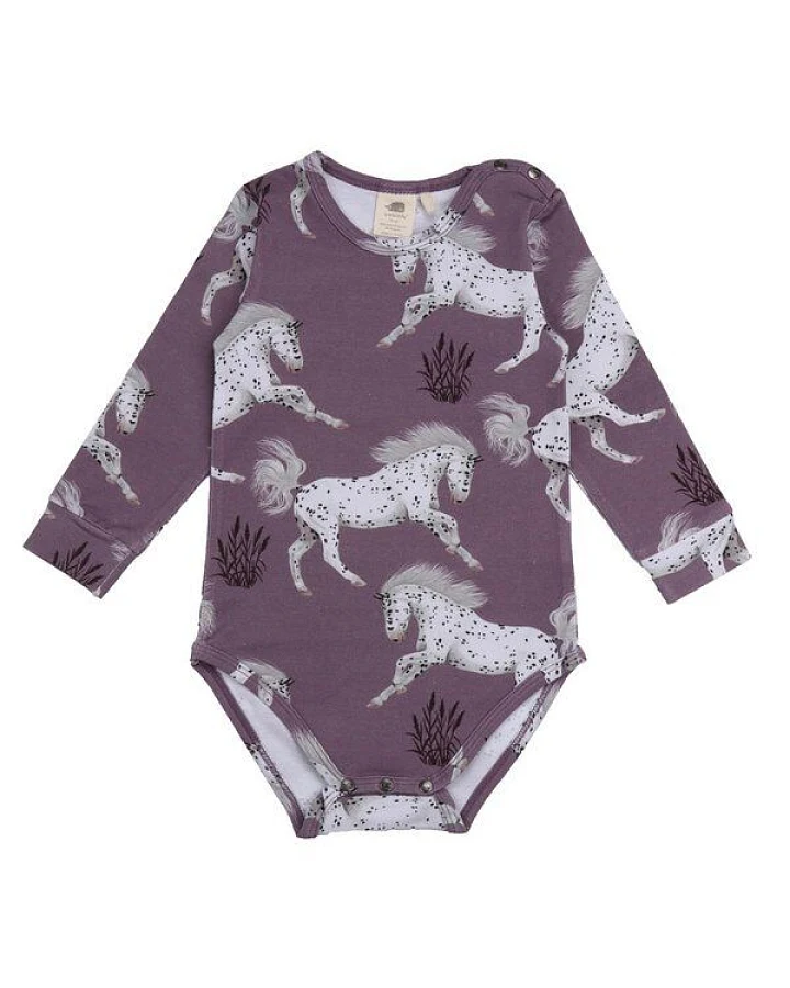 Langarm Body Baby Bio Baumwolle Lila Schimmel-Motiv - Walkiddy