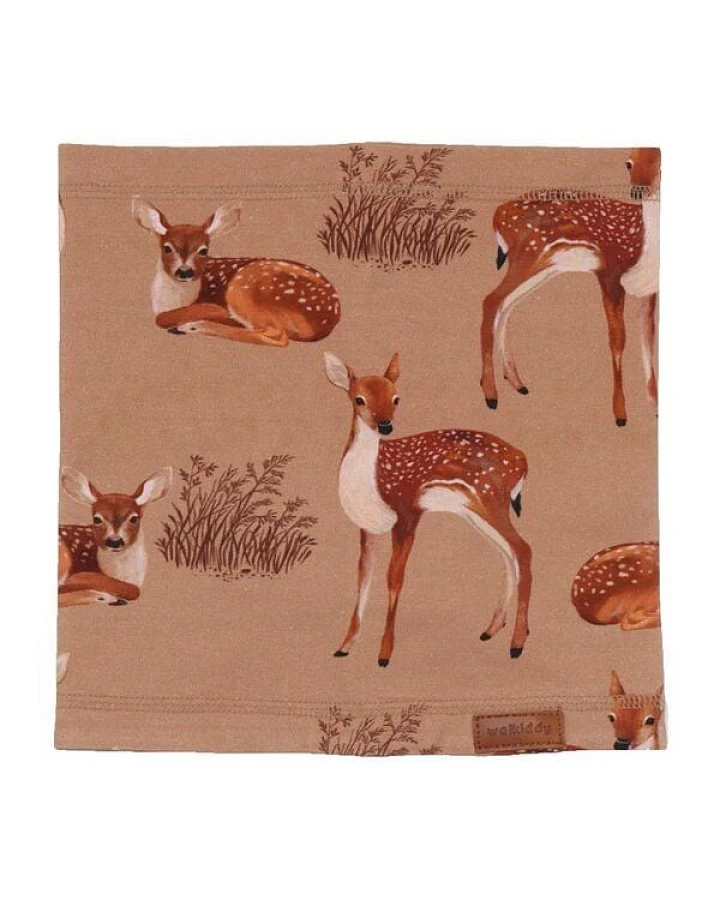 Babyschal Bio-Baumwolle GOTS braun Little Fawns, weiches Halstuch für empfindliche Babyhaut, atmungsaktiv, elastisch, wendbar, nachhaltiges Accessoire für Babys von Walkiddy