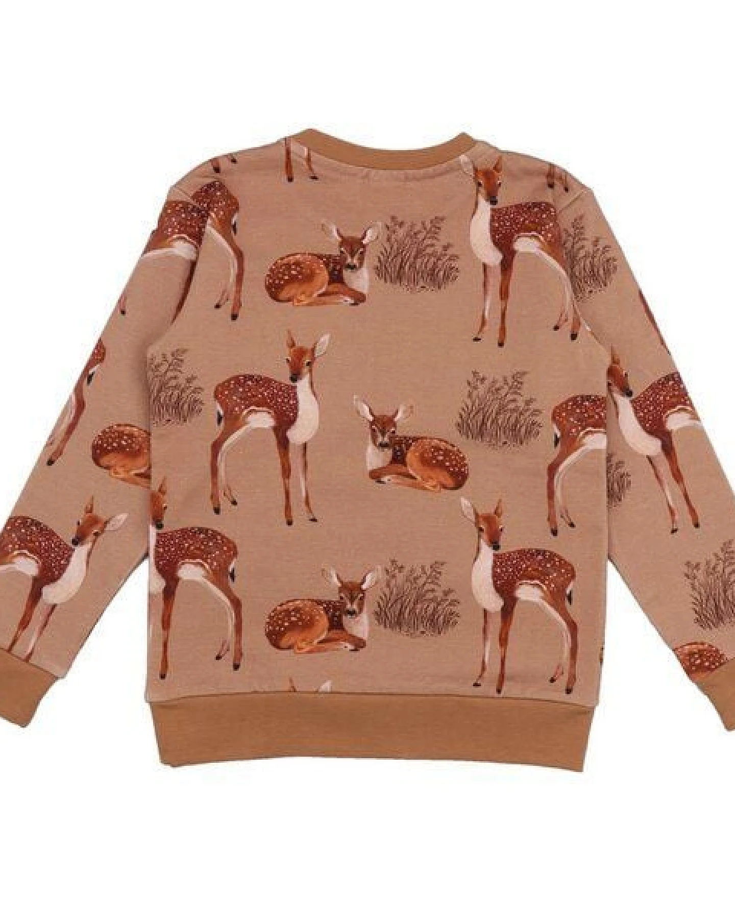 Kinder Sweatshirt GOTS zertifiziert Bio-Baumwolle, Braun, Reh-Muster, Walkiddy – Ansicht 3