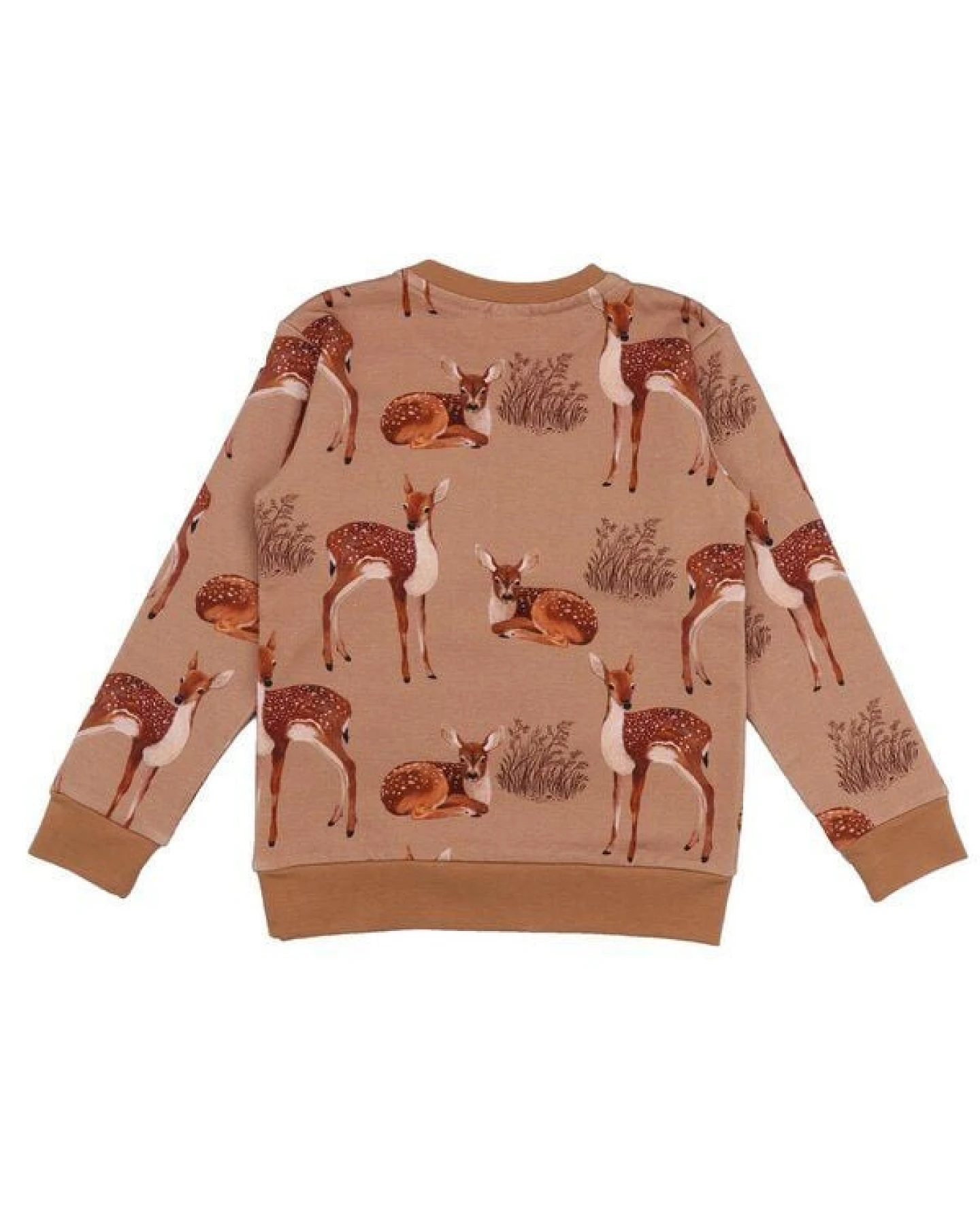 Kinder Sweatshirt GOTS zertifiziert Bio-Baumwolle, Braun, Reh-Muster, Walkiddy – Ansicht 3