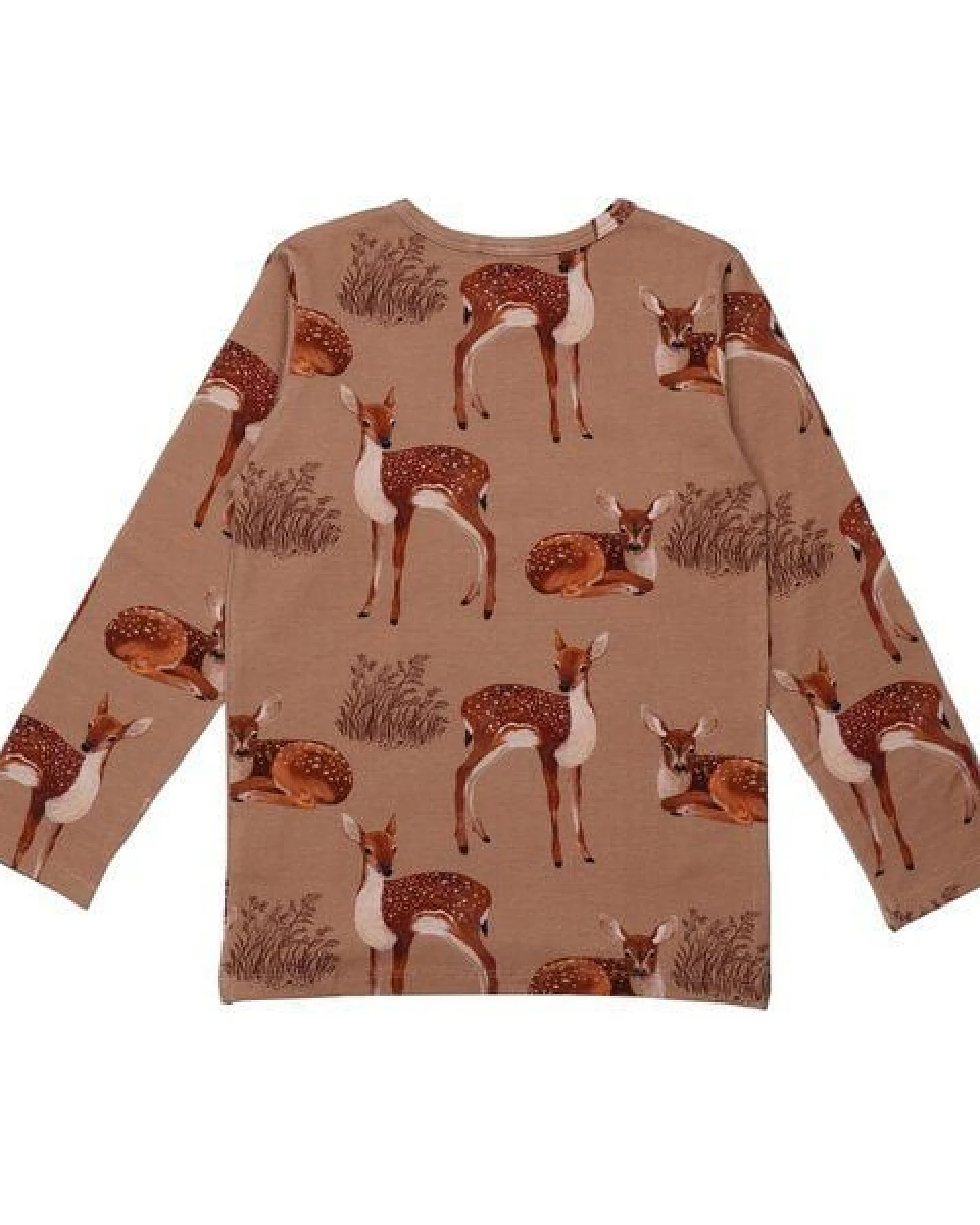Baby Langarmshirt GOTS zertifiziert, 95% Bio-Baumwolle, braun, Hirsch-Muster, weich & bequem – Walkiddy – Ansicht 3