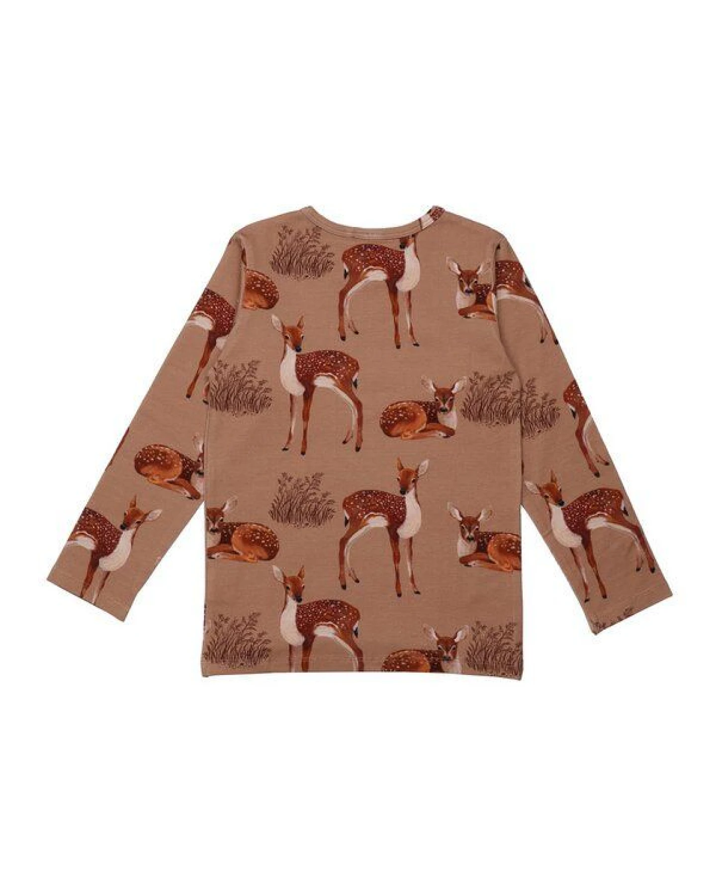 Baby Langarmshirt GOTS zertifiziert, 95% Bio-Baumwolle, braun, Hirsch-Muster, weich & bequem – Walkiddy – Ansicht 3