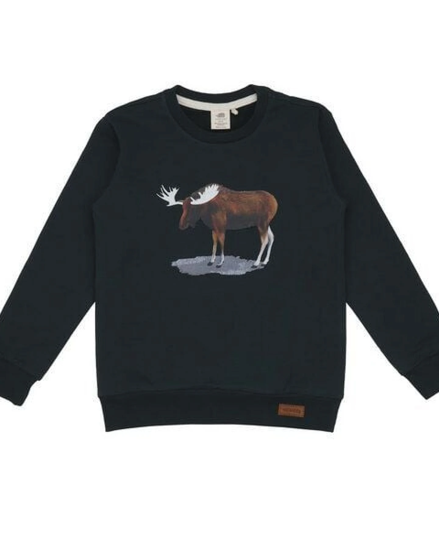 Baby Sweatshirt GOTS zertifiziert – Dunkelgrün mit Elchmotiv, weich & bequem – Ansicht 2