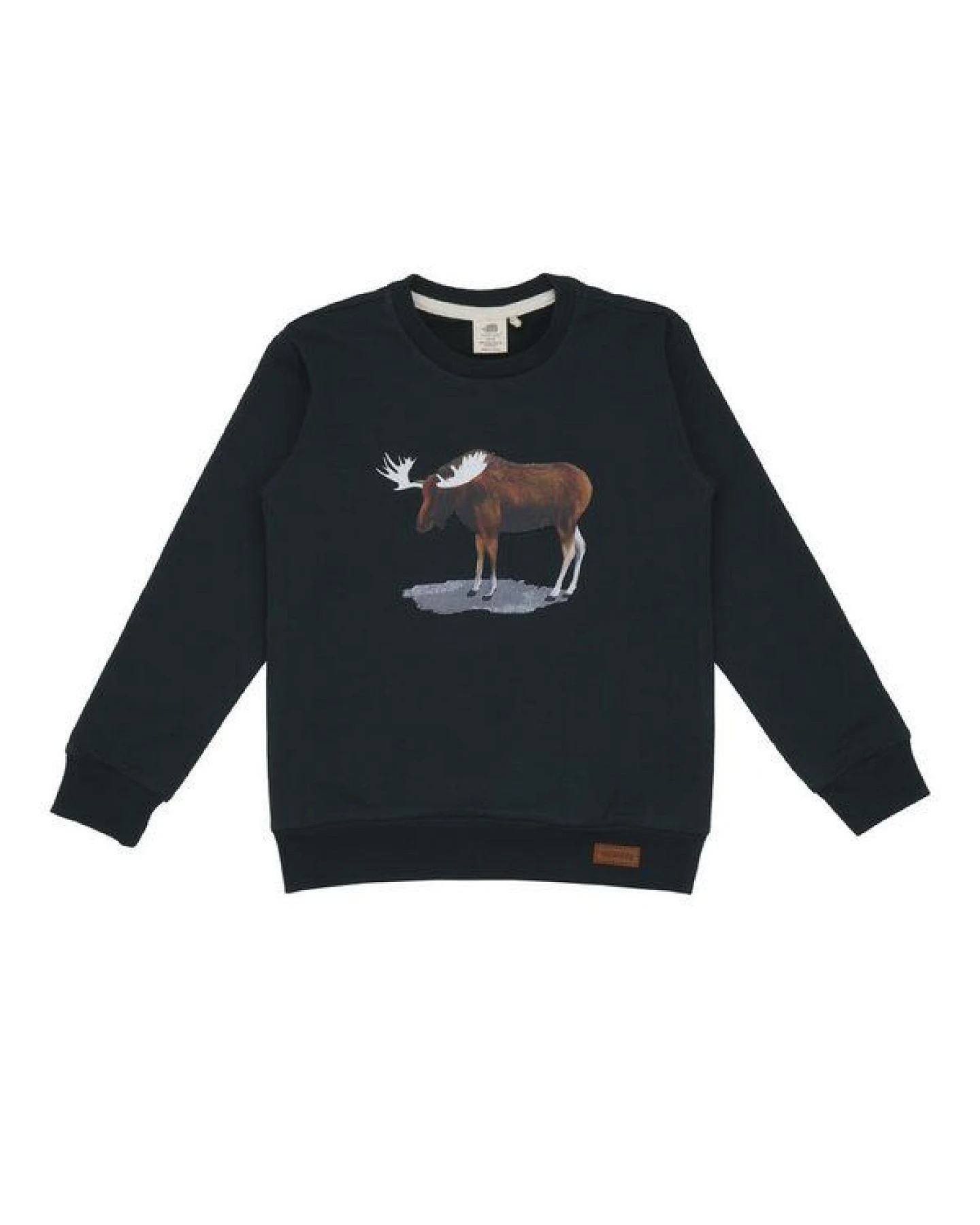 Baby Sweatshirt GOTS zertifiziert – Dunkelgrün mit Elchmotiv, weich & bequem – Ansicht 2