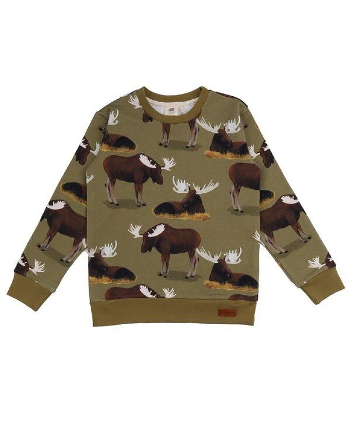 Baby Sweatshirt GOTS zertifiziert – Grün mit Tiermotiv, weich & bequem