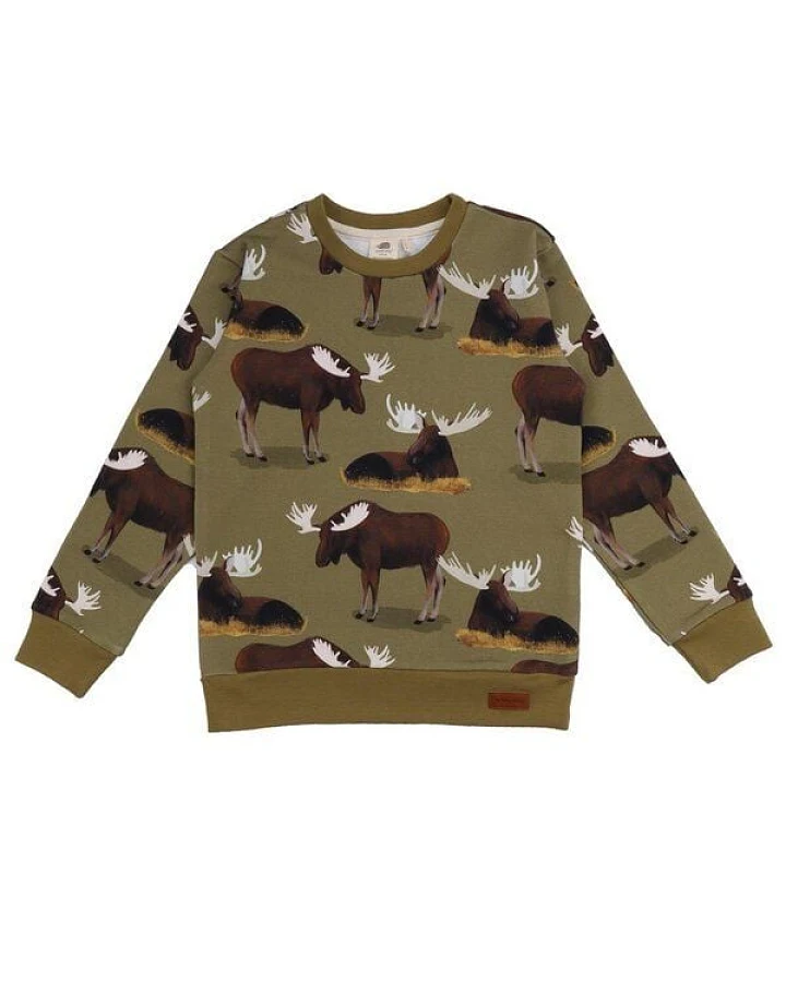 Baby Sweatshirt GOTS zertifiziert – Grün mit Tiermotiv, weich & bequem