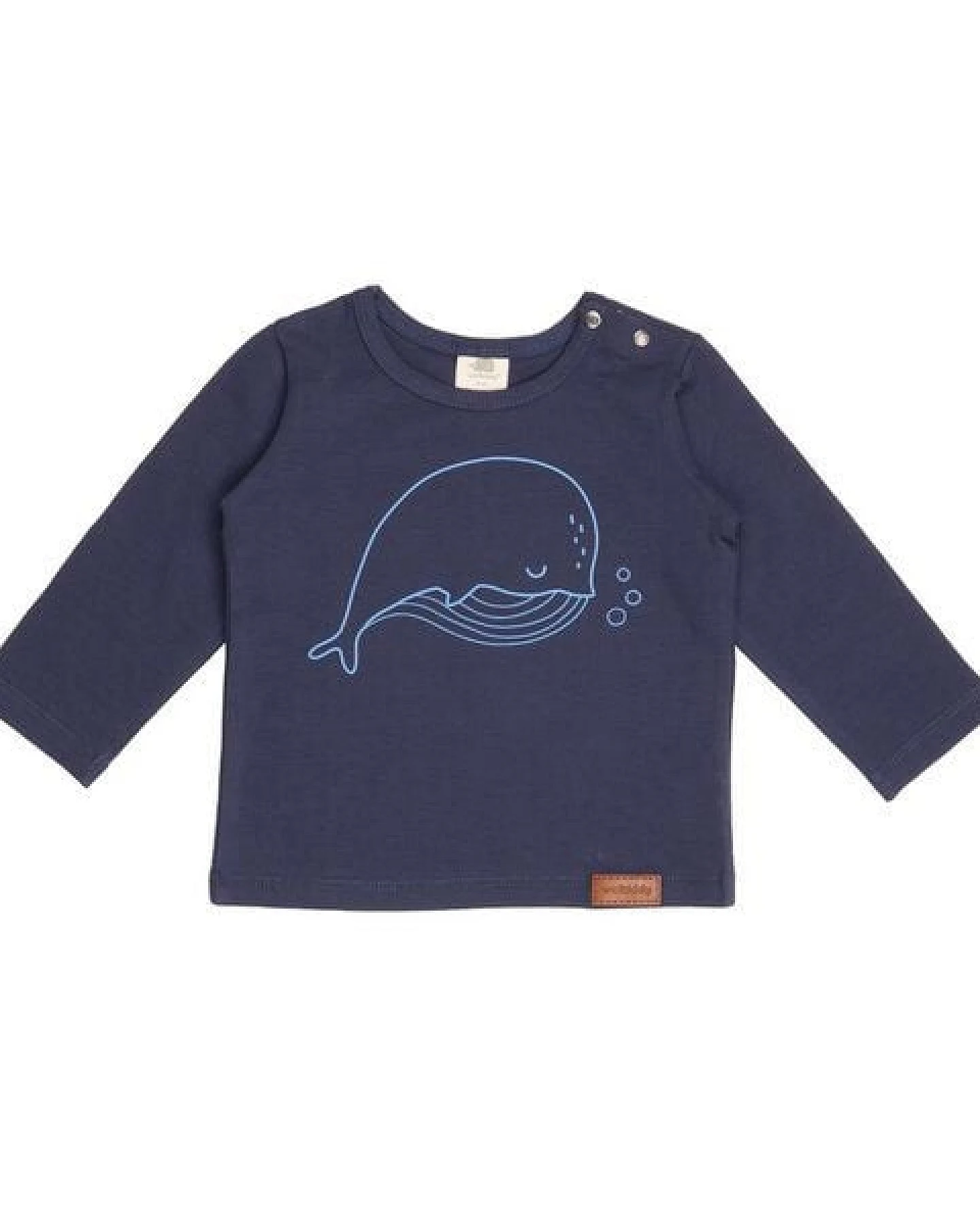 Baby Langarmshirt GOTS zertifiziert, 95% Bio-Baumwolle, dunkelblau, weich & elastisch, Frontmotiv – Walkiddy – Ansicht 2