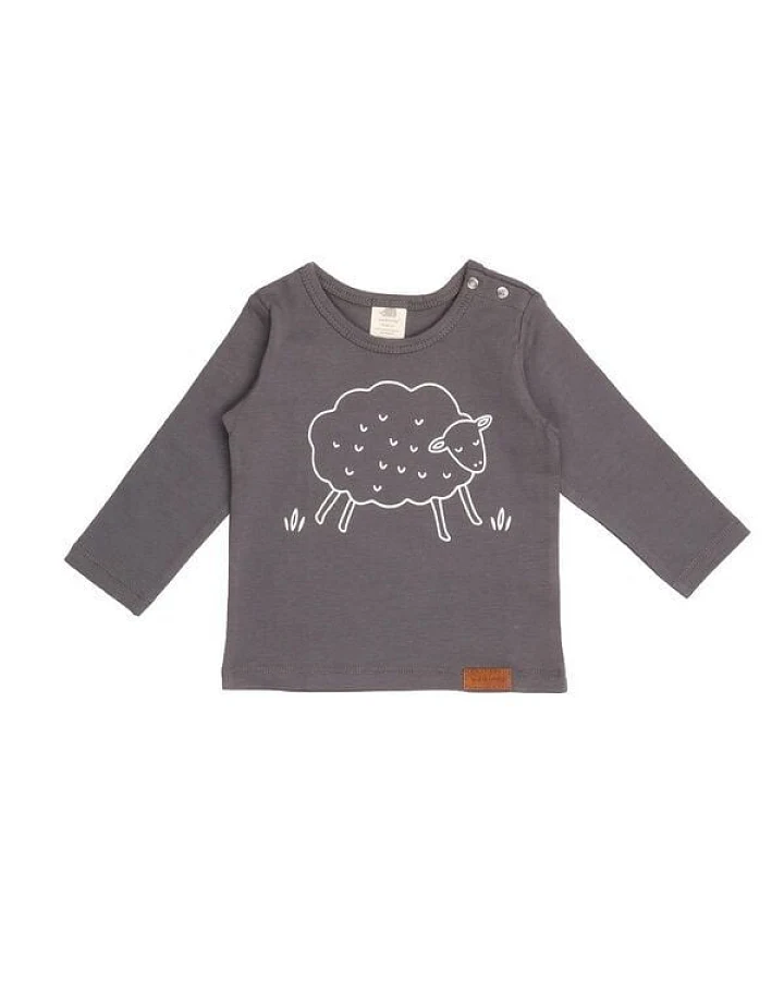 Kinder Langarmshirt GOTS zertifiziert, 95% Bio-Baumwolle, grau, Igel-Motiv, weich & elastisch – Walkiddy
