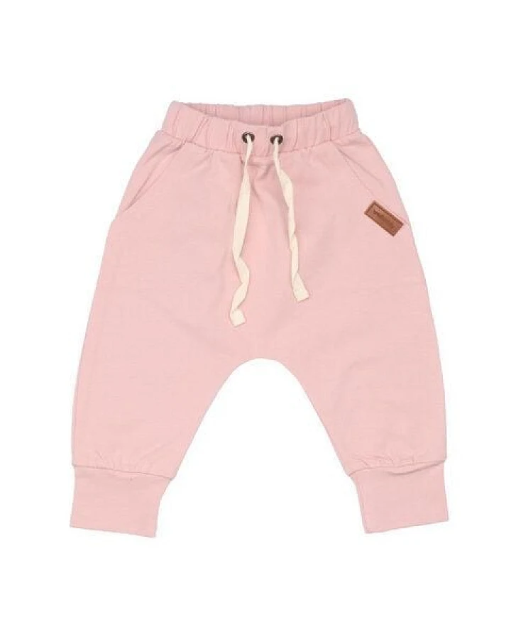 Baby Frotteehose GOTS-zertifiziert aus Bio-Baumwolle rosa mit Kordelbund – Walkiddy