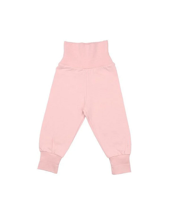 Baby Krabbelhose GOTS-zertifiziert aus Bio-Baumwolle, rosa mit hohem Komfortbund & Rippbündchen – Walkiddy, weich, elastisch & krabbelgeeignet