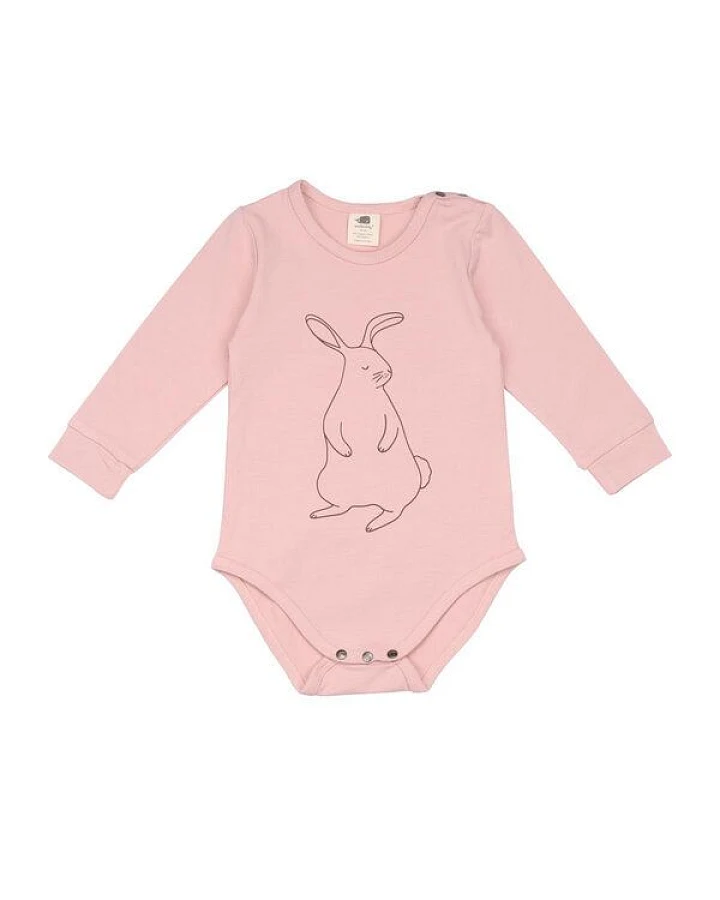 Langarmbody Bio-Baumwolle elastisch – Walkiddy, einfarbig Rosa