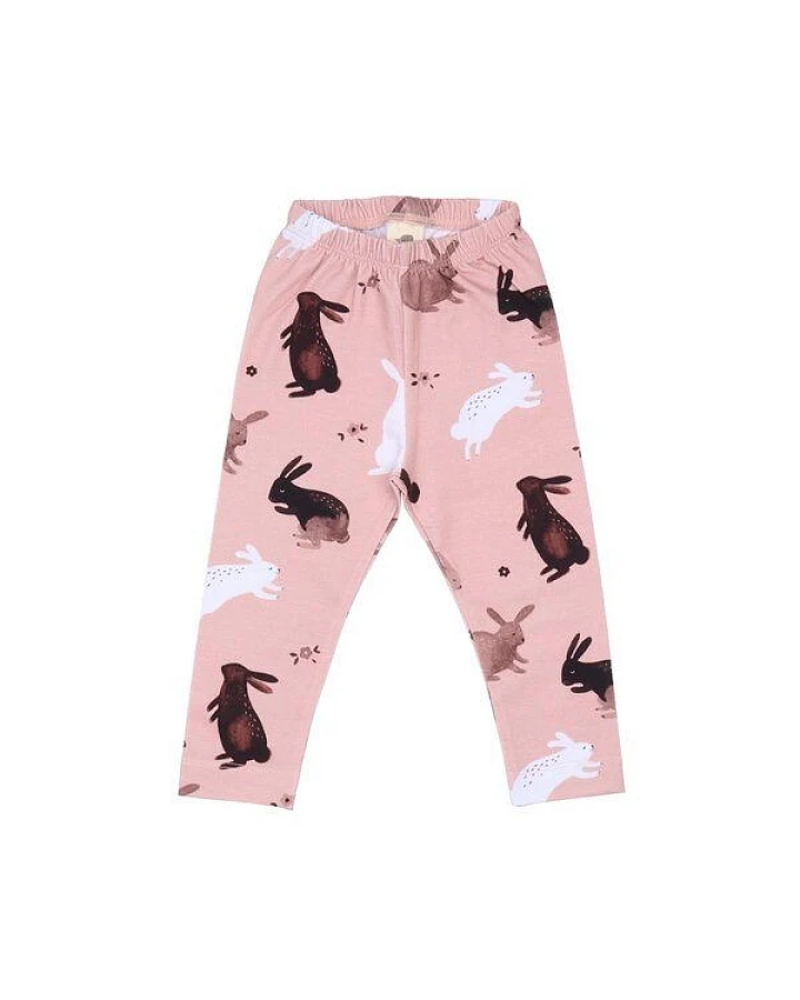 Leggings Kleinkinder Rosa Bio-Baumwolle – Walkiddy Happy Rabbits, nachhaltig, GOTS-zertifiziert, bequem, elastisch, umweltfreundlich, fair produziert