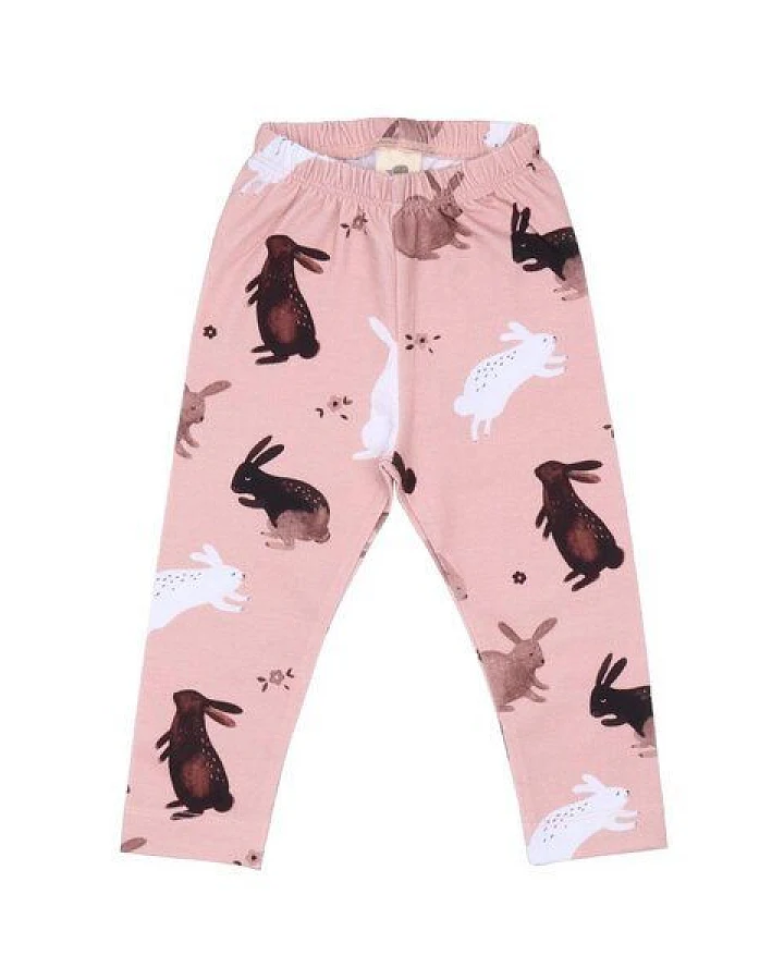 Leggings Kleinkinder Rosa Bio-Baumwolle – Walkiddy Happy Rabbits, nachhaltig, GOTS-zertifiziert, bequem, elastisch, umweltfreundlich, fair produziert