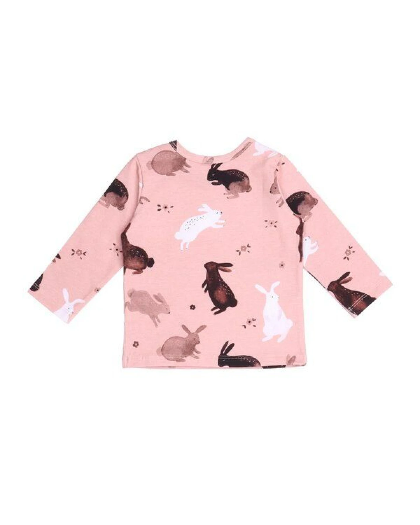 Langarmshirt Rosa Hasen-Allover Bio-Baumwolle GOTS – Walkiddy – Ansicht 3