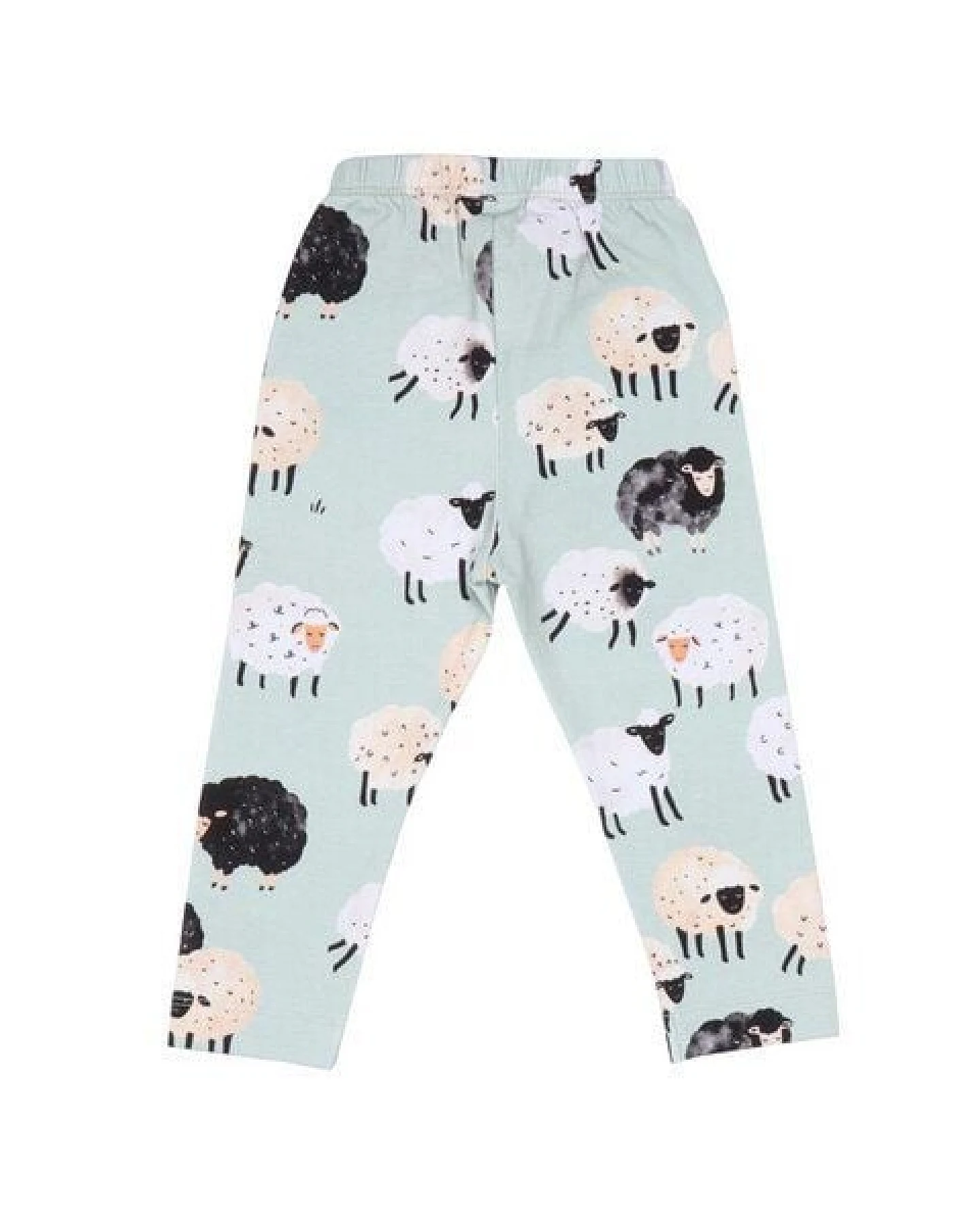 Baby Leggings GOTS zertifiziert – Bio-Baumwolle, Hellgrün mit Schafmotiv, elastischer Bund, weich & bequem, alltagstauglich – Ansicht 3
