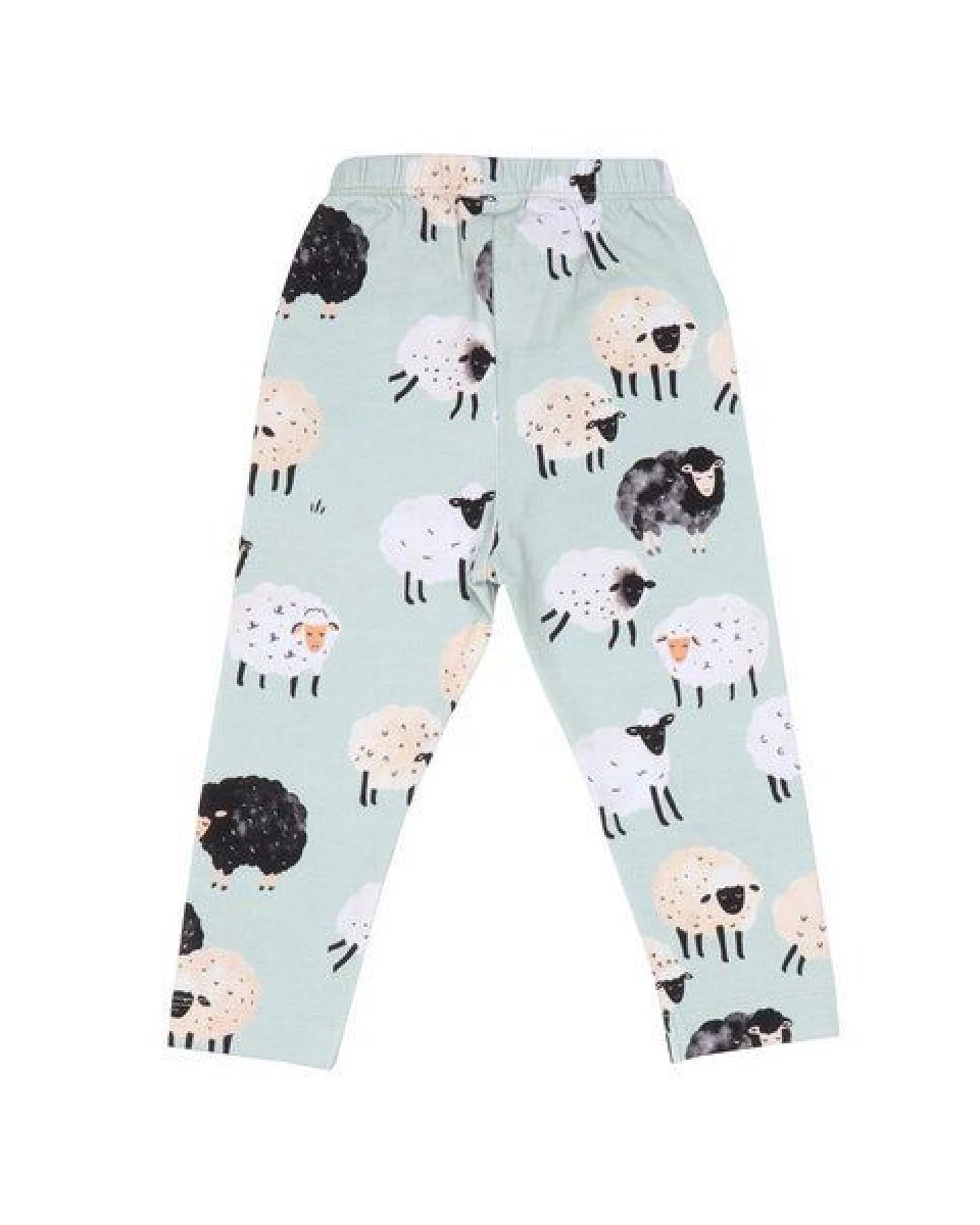 Baby Leggings GOTS zertifiziert – Bio-Baumwolle, Hellgrün mit Schafmotiv, elastischer Bund, weich & bequem, alltagstauglich – Ansicht 3