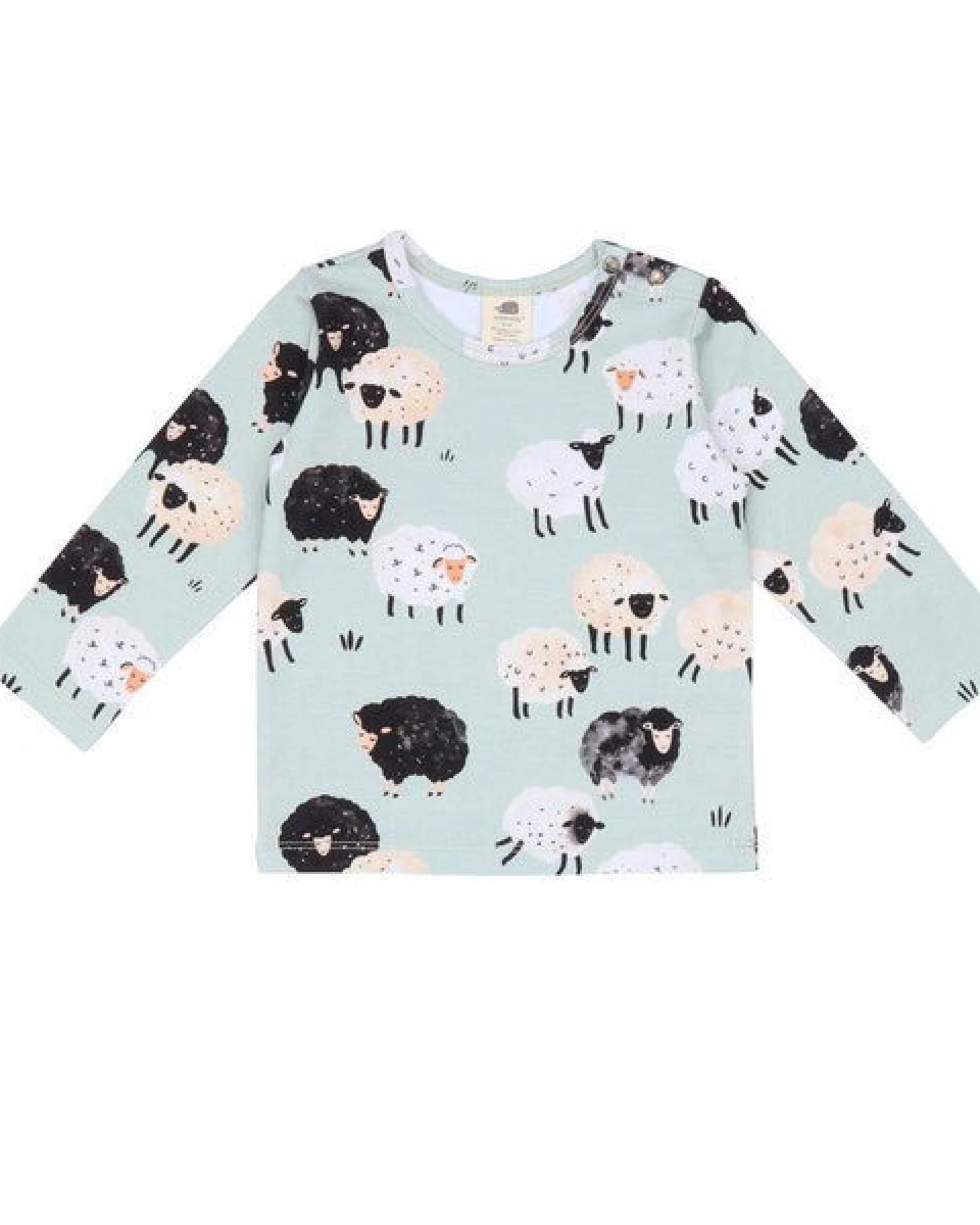 Baby Langarmshirt GOTS-zertifiziert aus Bio-Baumwolle mint mit Schaf-Motiv – Walkiddy – Ansicht 2