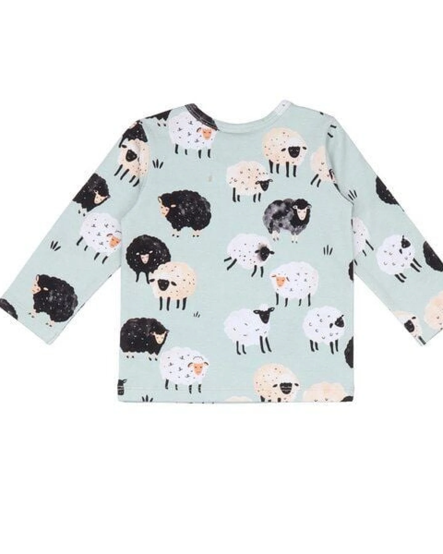 Baby Langarmshirt GOTS-zertifiziert aus Bio-Baumwolle mint mit Schaf-Motiv – Walkiddy – Ansicht 3