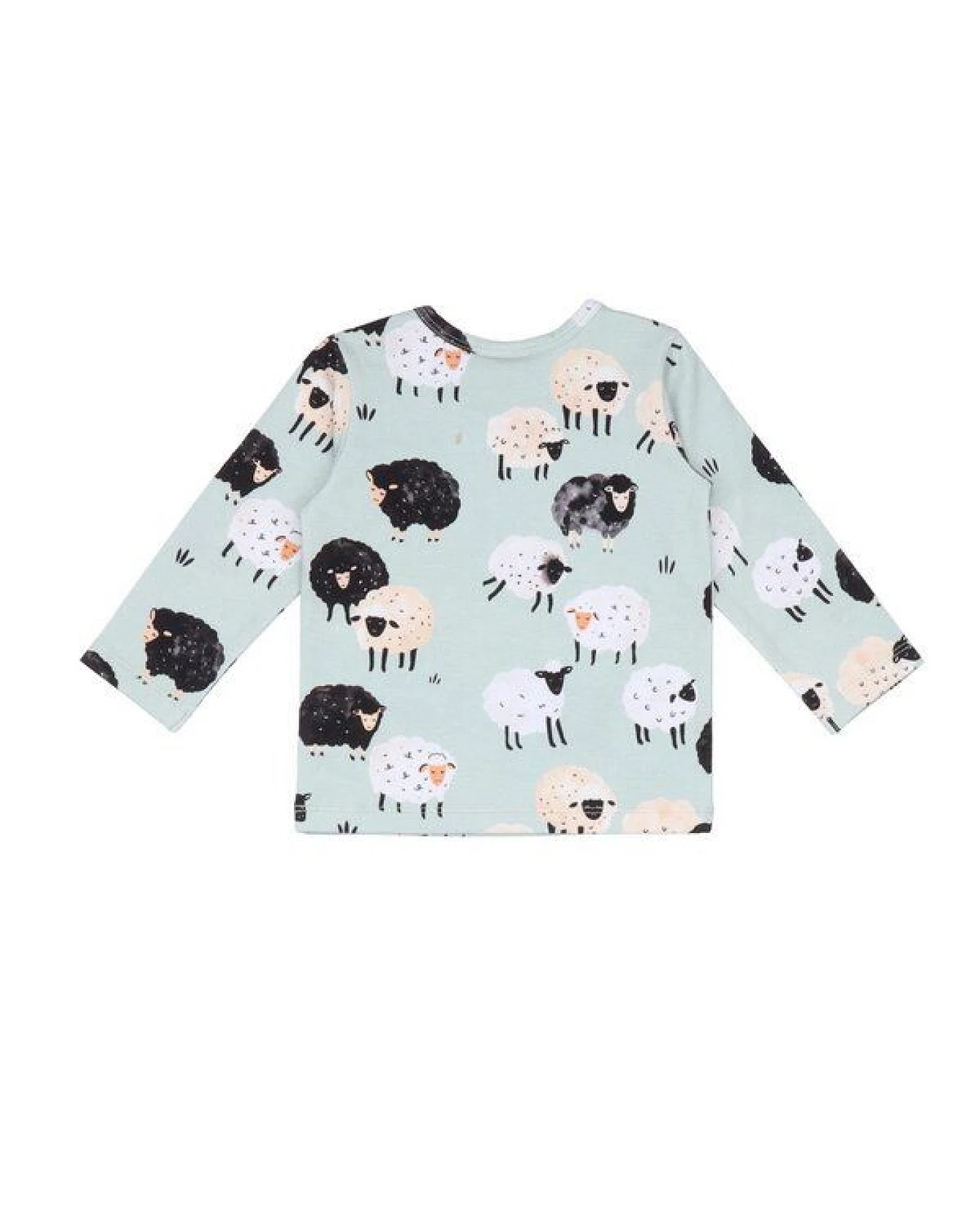Baby Langarmshirt GOTS-zertifiziert aus Bio-Baumwolle mint mit Schaf-Motiv – Walkiddy – Ansicht 3