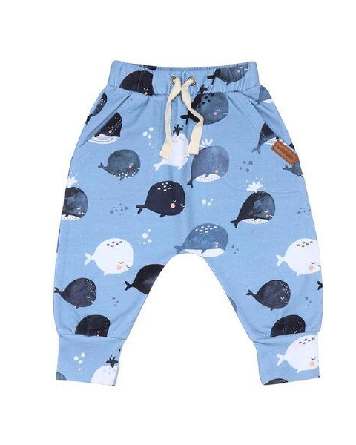 Kinder Jogginghose Bio-Baumwolle Blau mit Walen – bequeme Sweatpants von Walkiddy für Alltag & Kita – nachhaltige, hautfreundliche & langlebige Qualität von Walkiddy – Ansicht 2