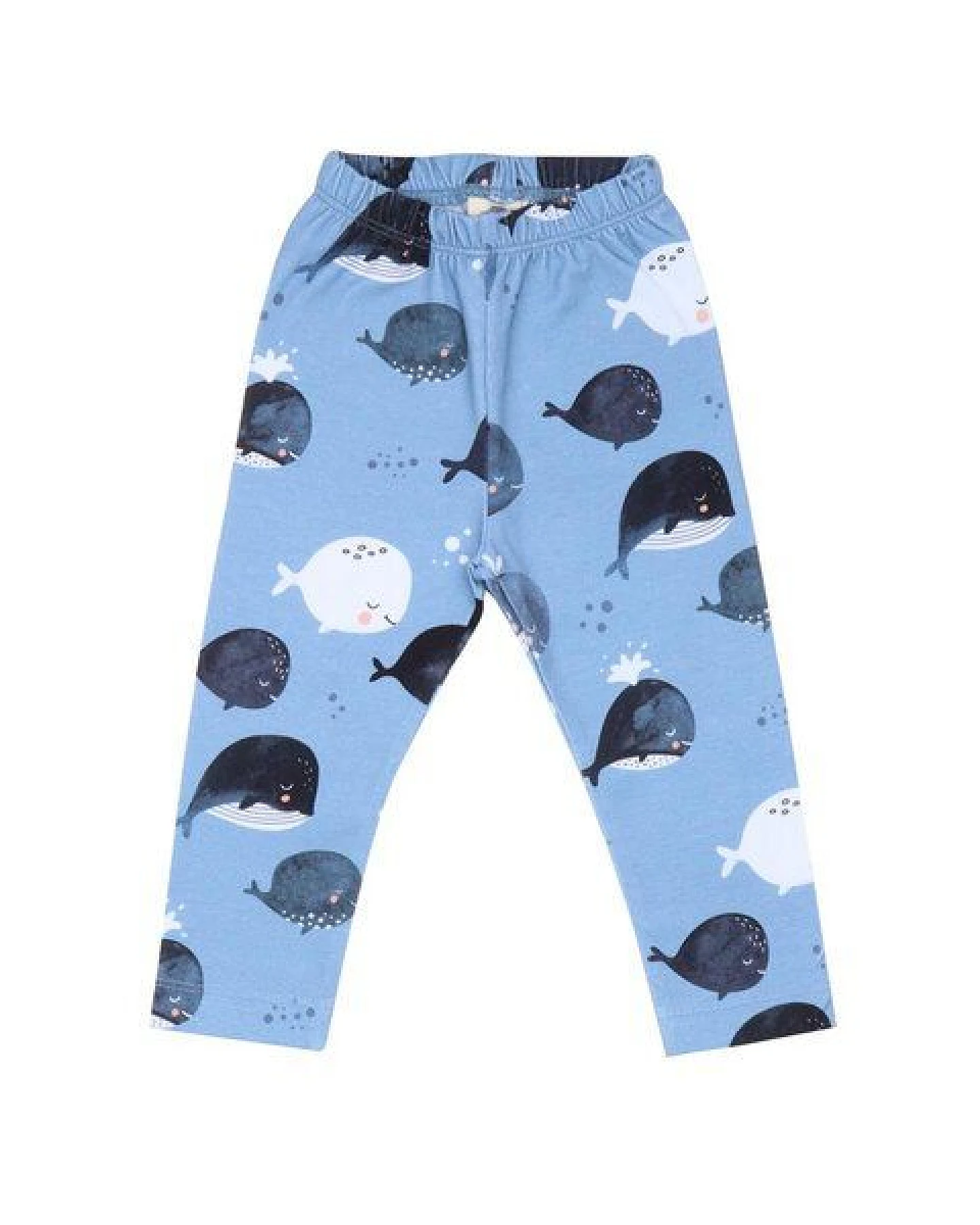Baby Leggings GOTS zertifiziert, Bio-Baumwolle, hellblau, Wal-Allover, weich & elastisch – Walkiddy – Ansicht 2