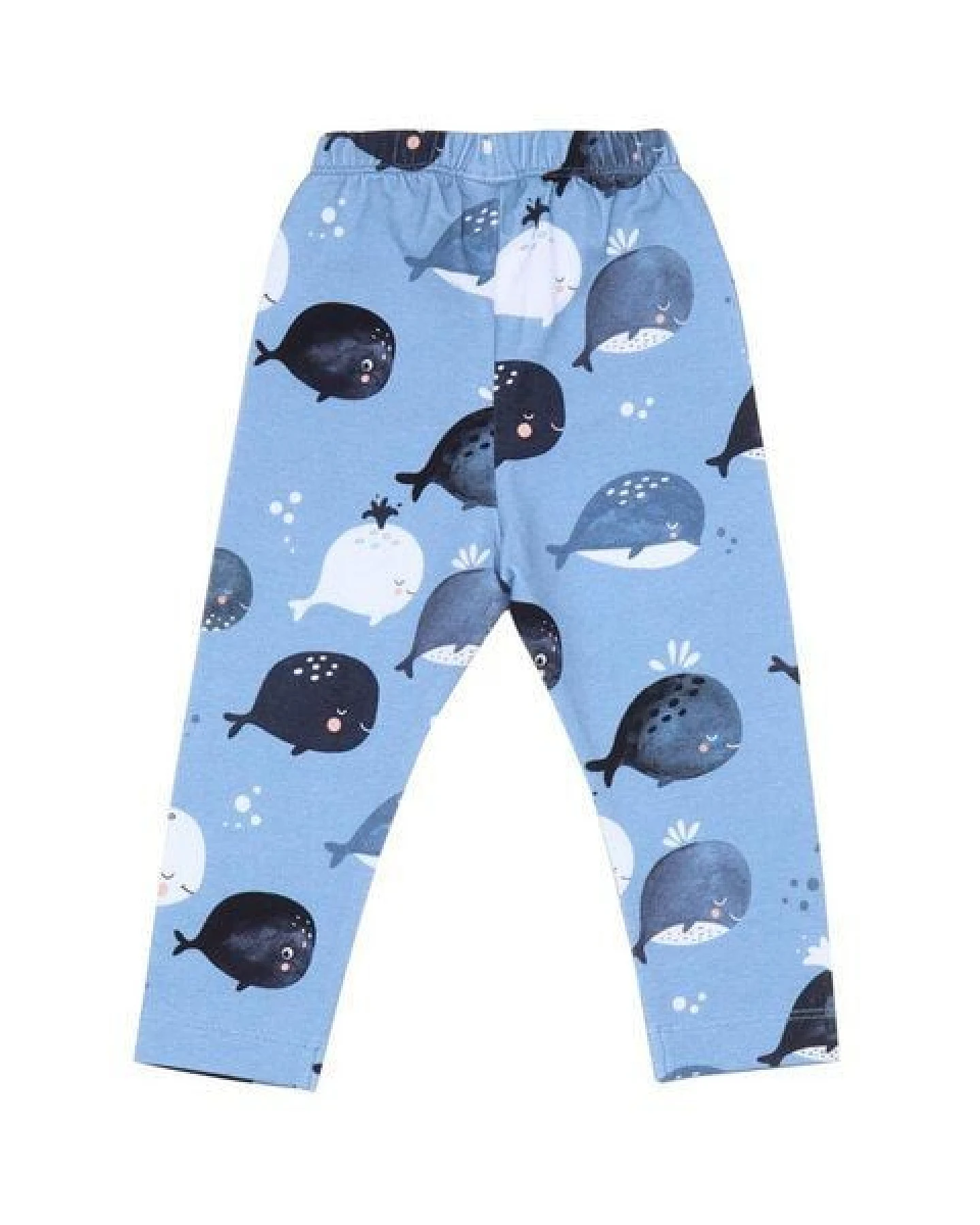 Baby Leggings GOTS zertifiziert, Bio-Baumwolle, hellblau, Wal-Allover, weich & elastisch – Walkiddy – Ansicht 3
