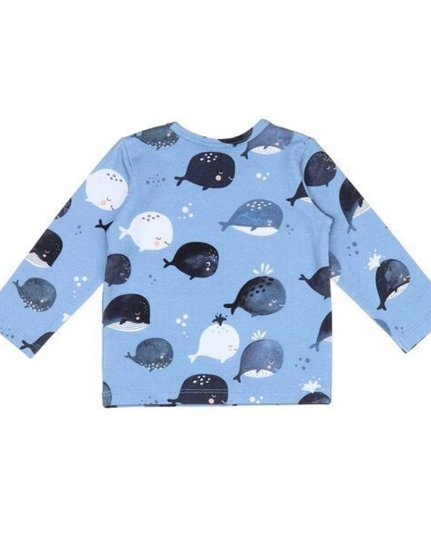 Baby Langarmshirt GOTS-zertifiziert aus Bio-Baumwolle, blau mit grafischem Muster – Walkiddy, weich, hautfreundlich & alltagstauglich – Ansicht 3
