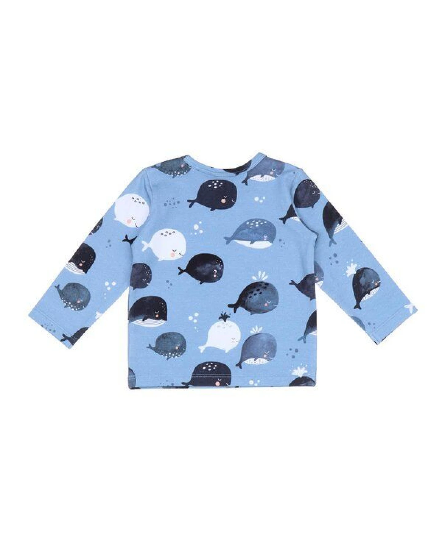 Baby Langarmshirt GOTS-zertifiziert aus Bio-Baumwolle, blau mit grafischem Muster – Walkiddy, weich, hautfreundlich & alltagstauglich – Ansicht 3