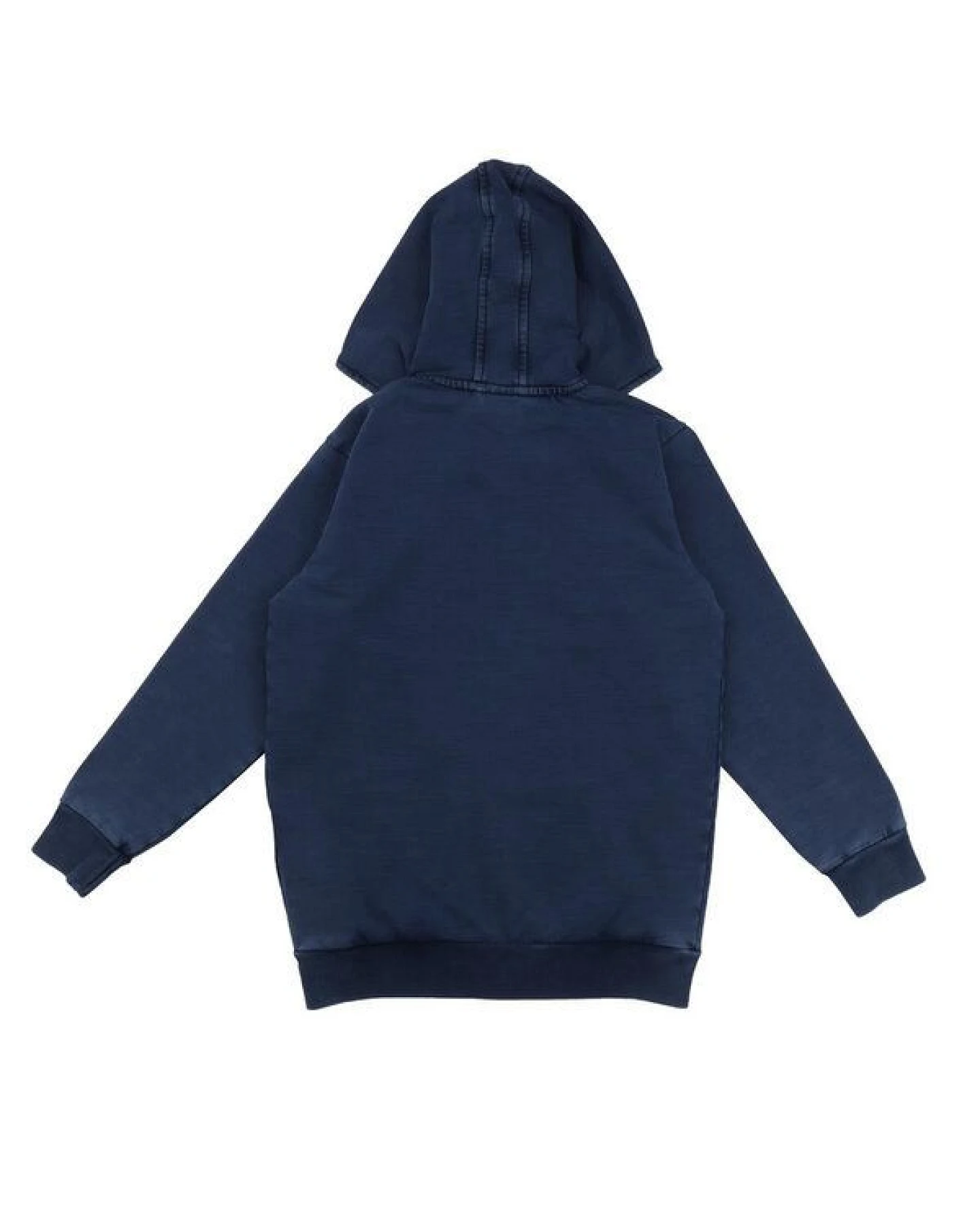 Kinder Kapuzenjacke GOTS zertifiziert, dunkelblau, Denim-Look, Reißverschluss, Bio-Baumwolle, weich – Walkiddy – Ansicht 3