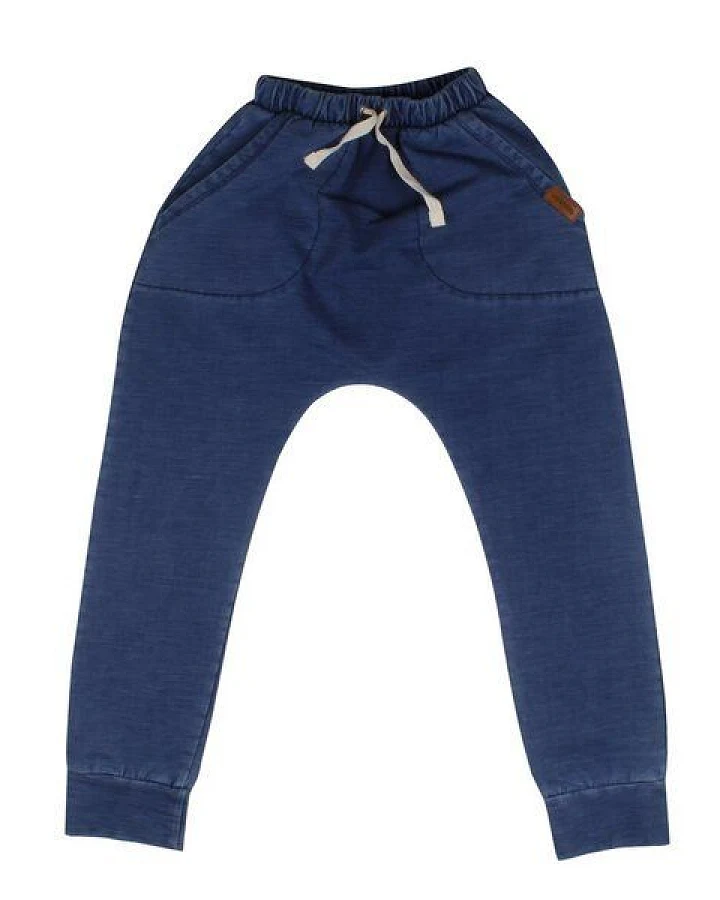 Kinder Jogger GOTS zertifiziert, dunkelblau, Denim-Jersey, Kordelbund, weich & bequem – Walkiddy