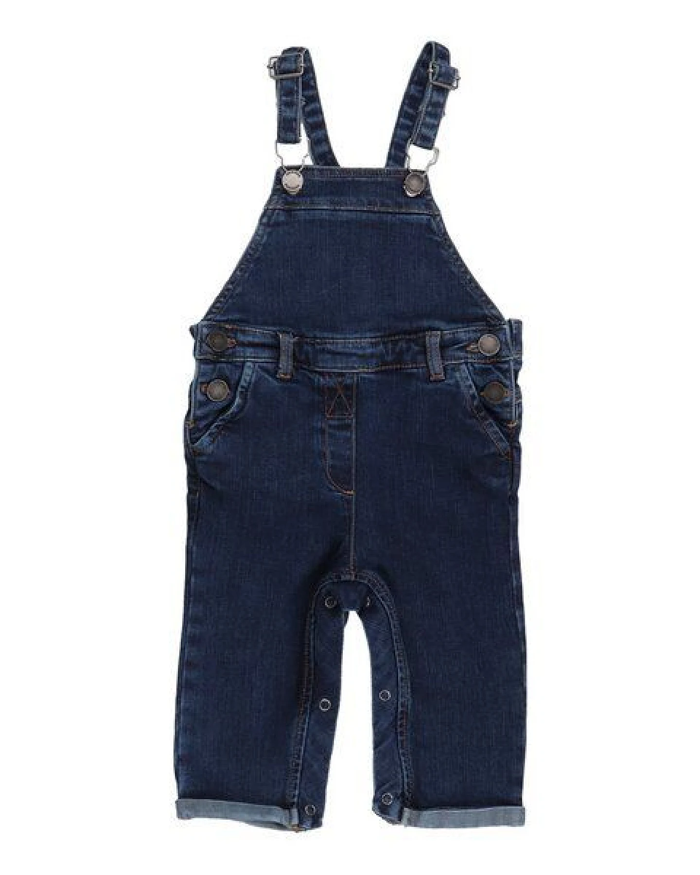 Jeans-Strampler Baby Bio-Baumwolle Dunkelblau – Latzhose von Walkiddy, mitwachsend, weich gefüttert – nachhaltige, hautfreundliche & langlebige Qualität von Walkiddy – Ansicht 2