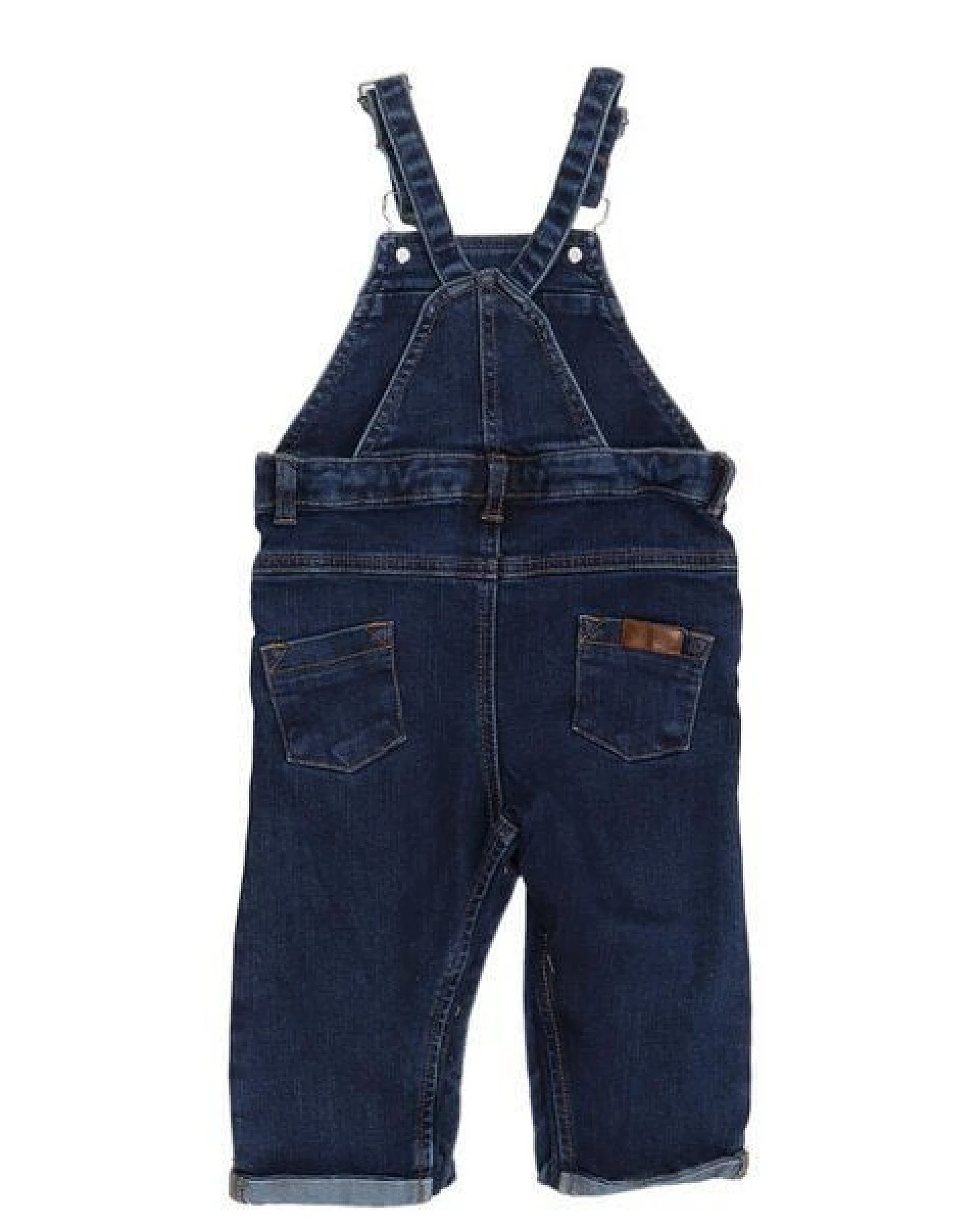 Jeans-Strampler Baby Bio-Baumwolle Dunkelblau – Latzhose von Walkiddy, mitwachsend, weich gefüttert – nachhaltige, hautfreundliche & langlebige Qualität von Walkiddy – Ansicht 4