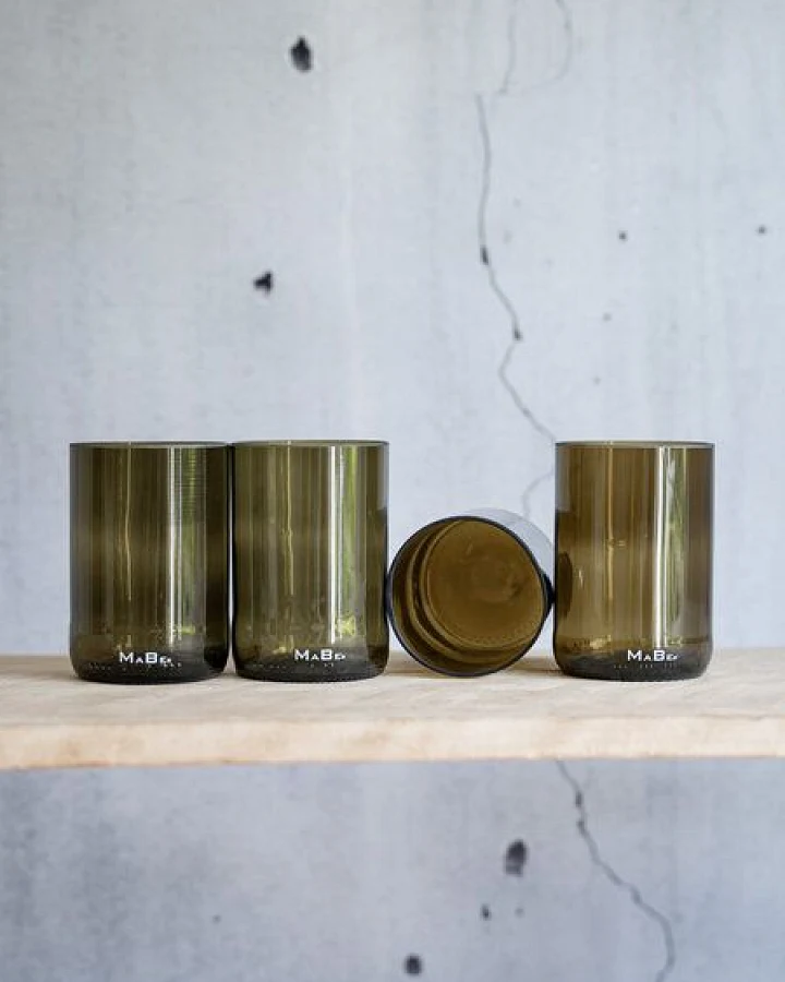 MaBe Trinkglas 450ml - nachhaltige & witzige Geschenkidee - 4er Set
