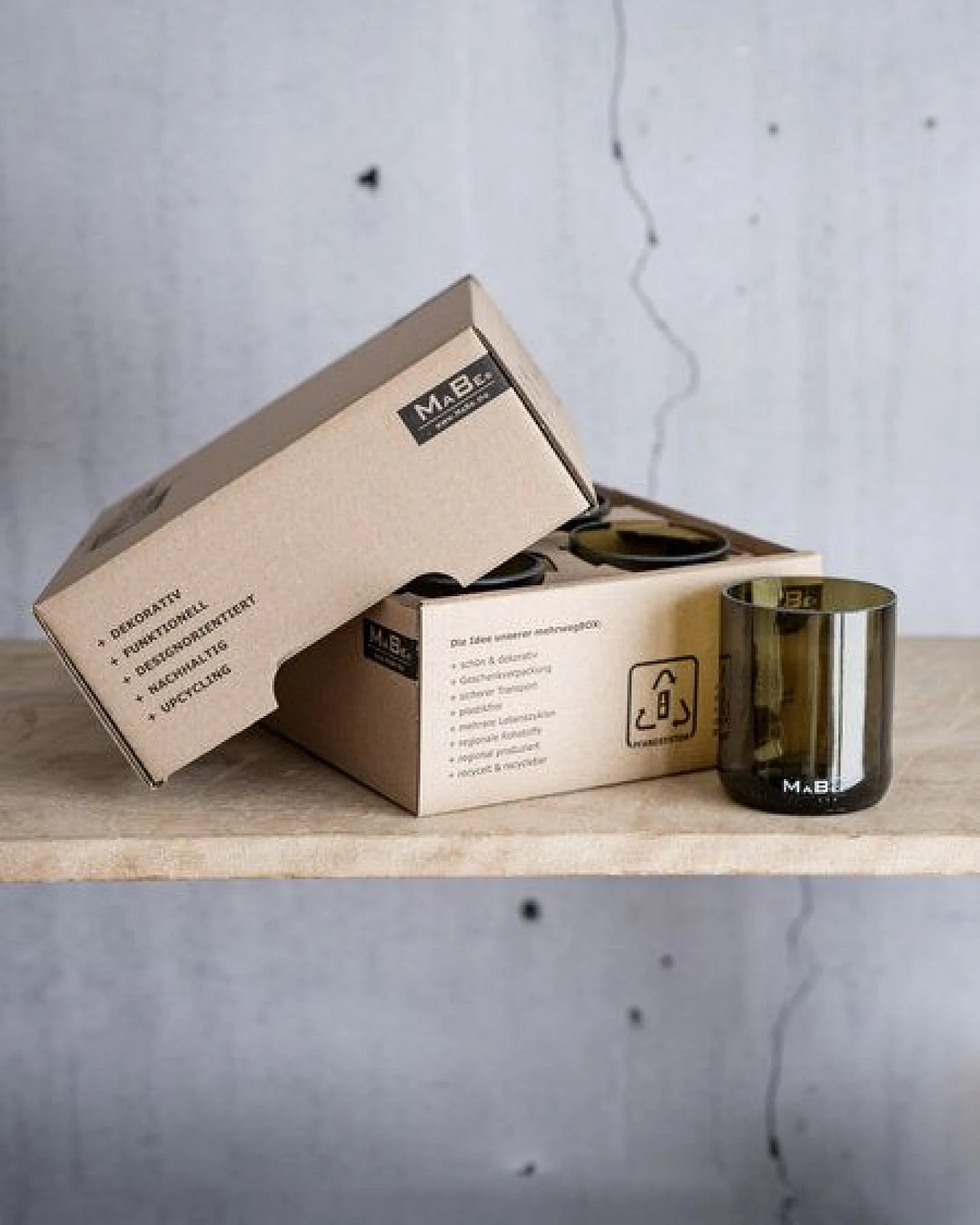 MaBe Trinkglas 450ml - nachhaltige & witzige Geschenkidee - 4er Set – Ansicht 2