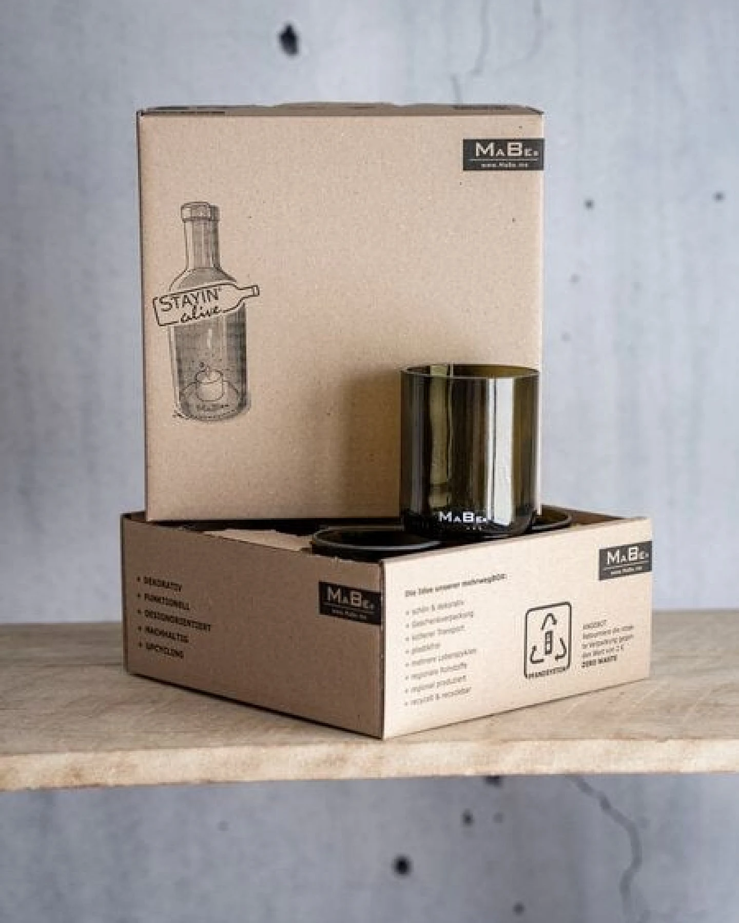 MaBe Trinkglas 450ml - nachhaltige & witzige Geschenkidee - 4er Set – Ansicht 2